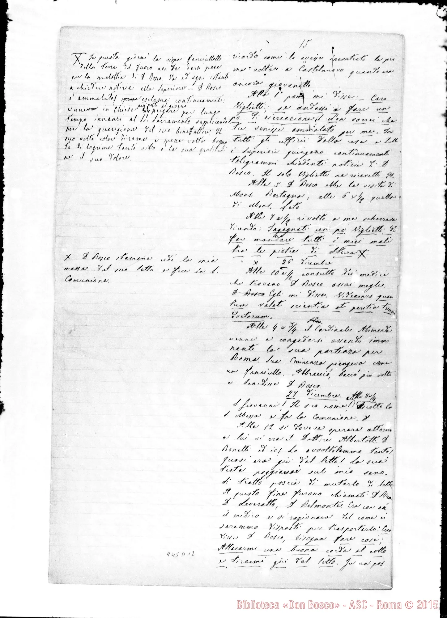 Fotogramma D 12 — Lemoyne Giov. Batt.: Diario sugli ultimi giorni di D. Bosco