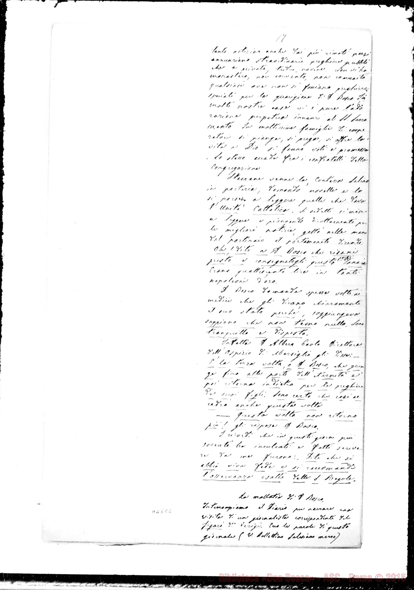 Fotogramma E 2 — Lemoyne Giov. Batt.: Diario sugli ultimi giorni di D. Bosco