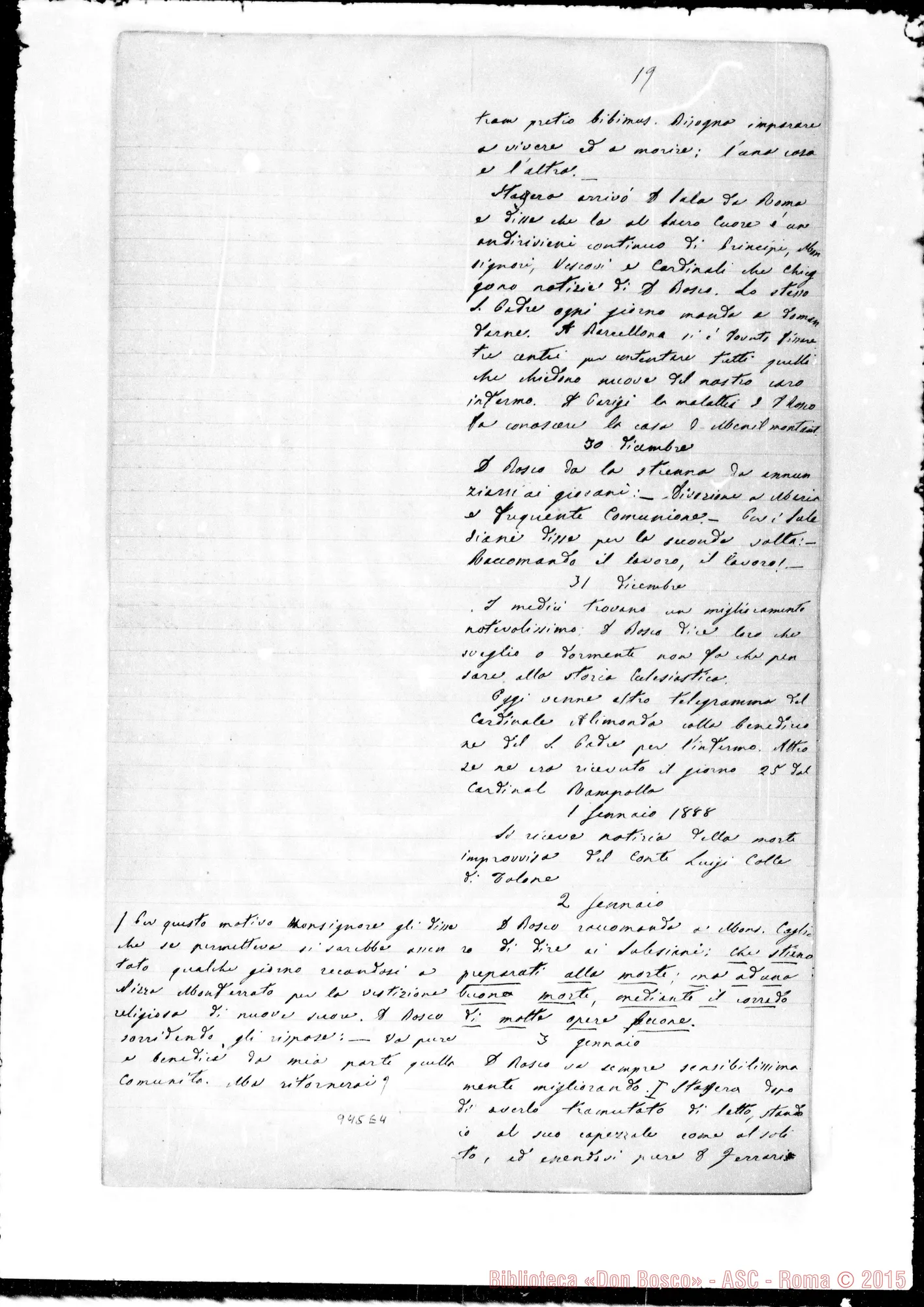 Fotogramma E 4 — Lemoyne Giov. Batt.: Diario sugli ultimi giorni di D. Bosco