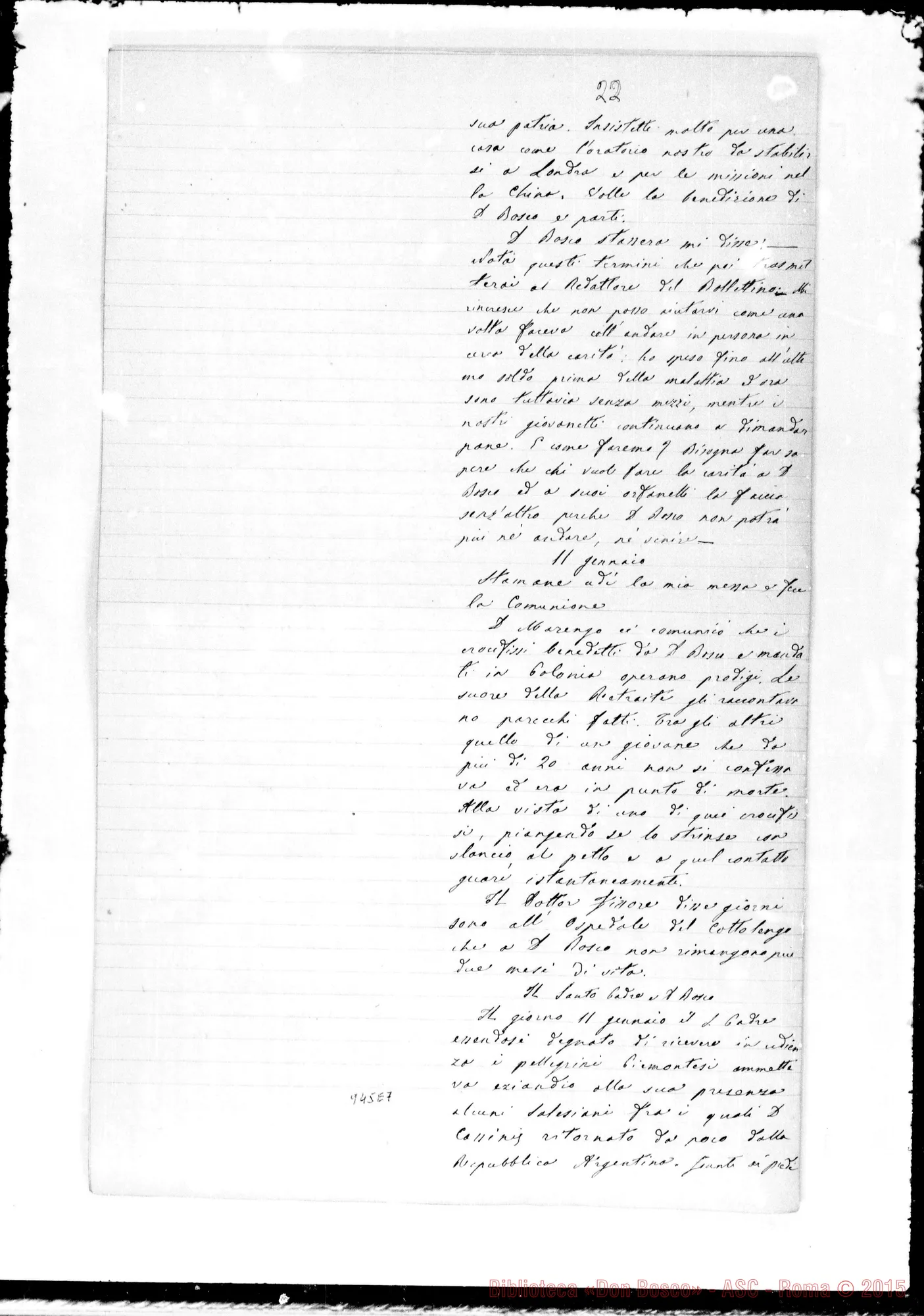 Fotogramma E 7 — Lemoyne Giov. Batt.: Diario sugli ultimi giorni di D. Bosco