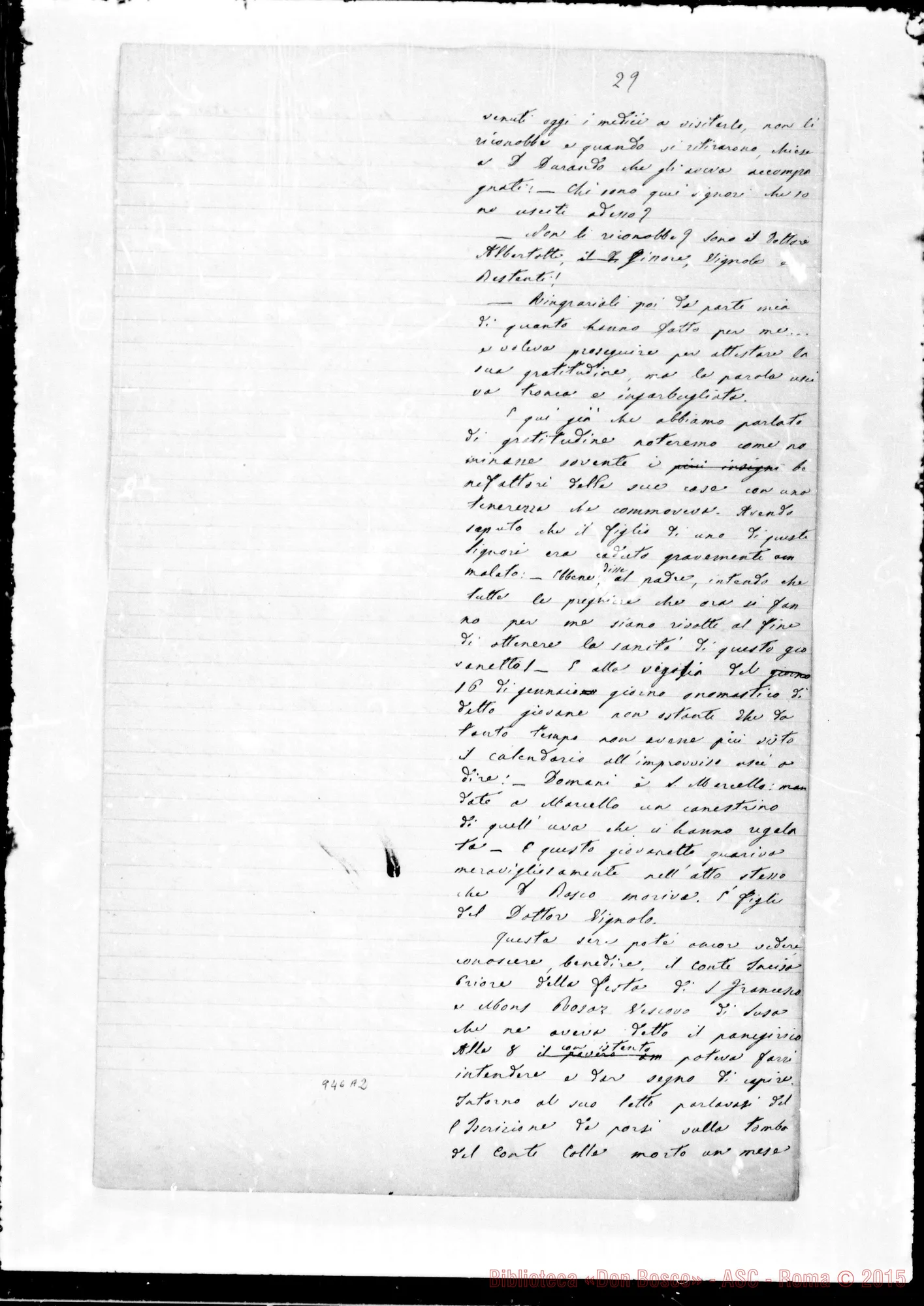 Fotogramma A 2 — Lemoyne Giov. Batt.: Diario sugli ultimi giorni di D. Bosco