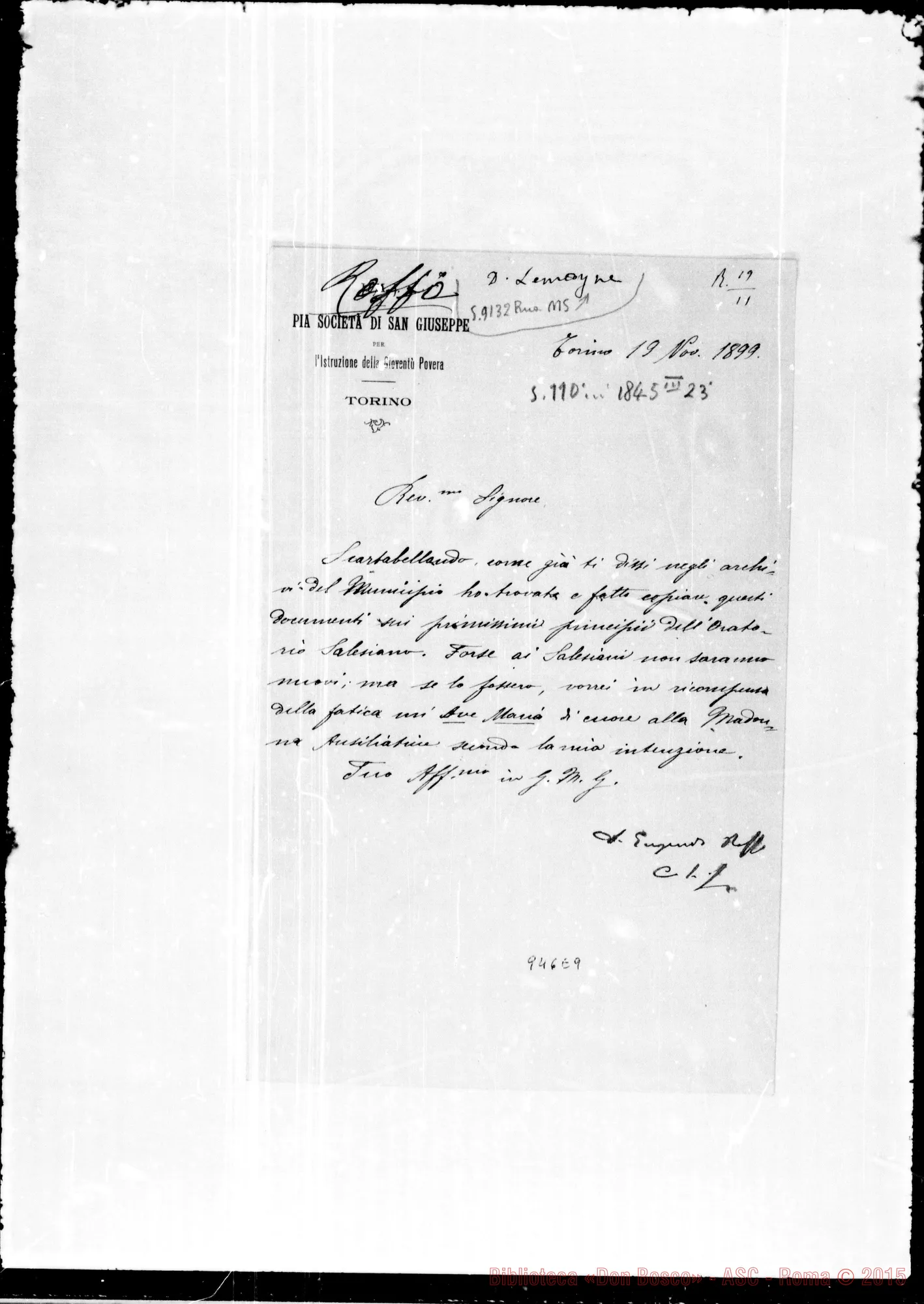 Fotogramma E 9 — Dall’Archivio della Pia Società di S. Giuseppe Torino