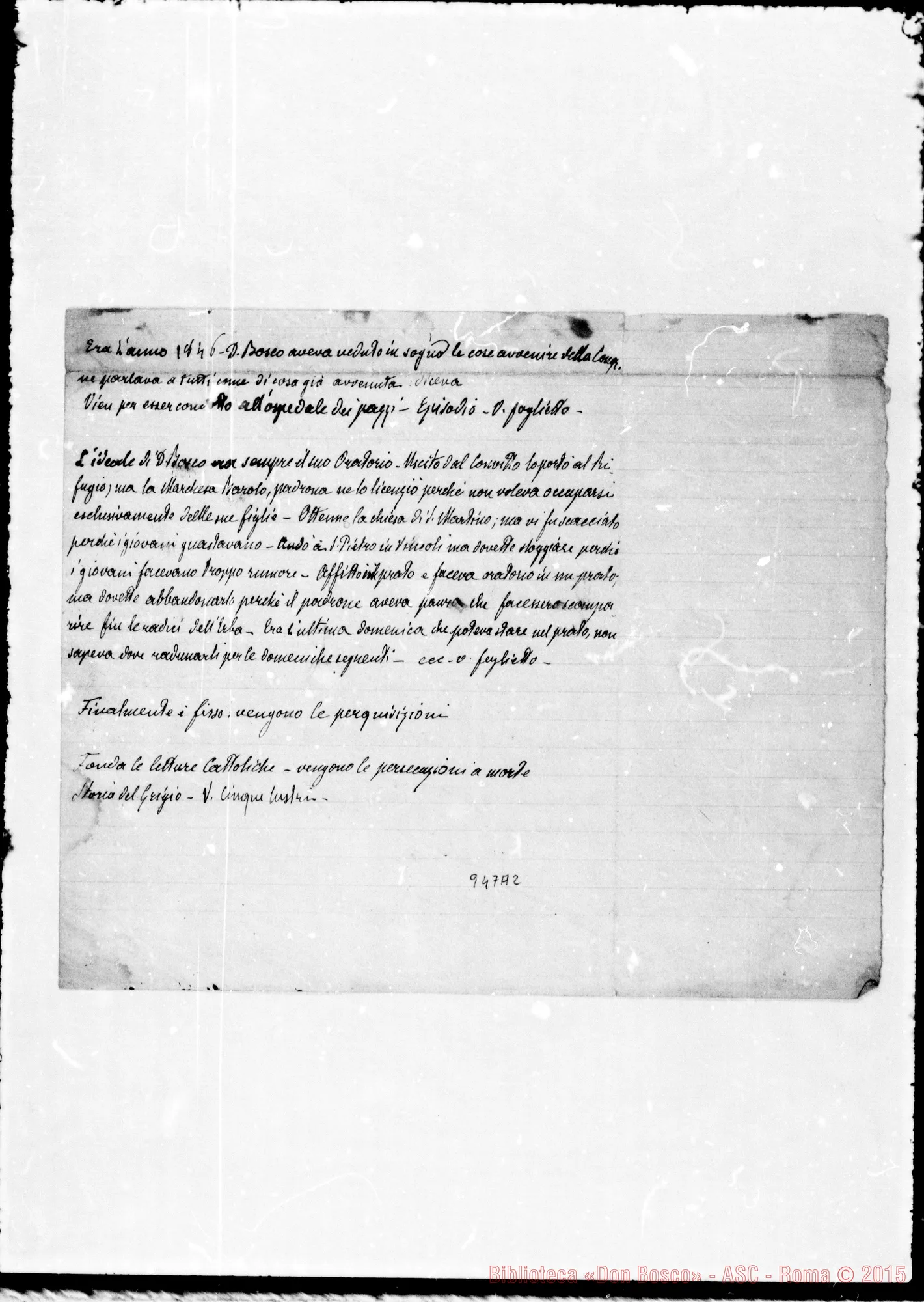 Fotogramma A 2 — D. Bosco parla della congr. come se esistesse (1846)