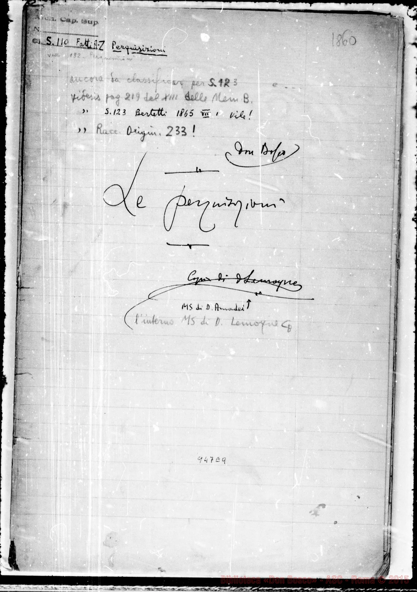 Fotogramma E 9 — Perquisizioni. Originale E copia anche nel 522 A 9 E ss.