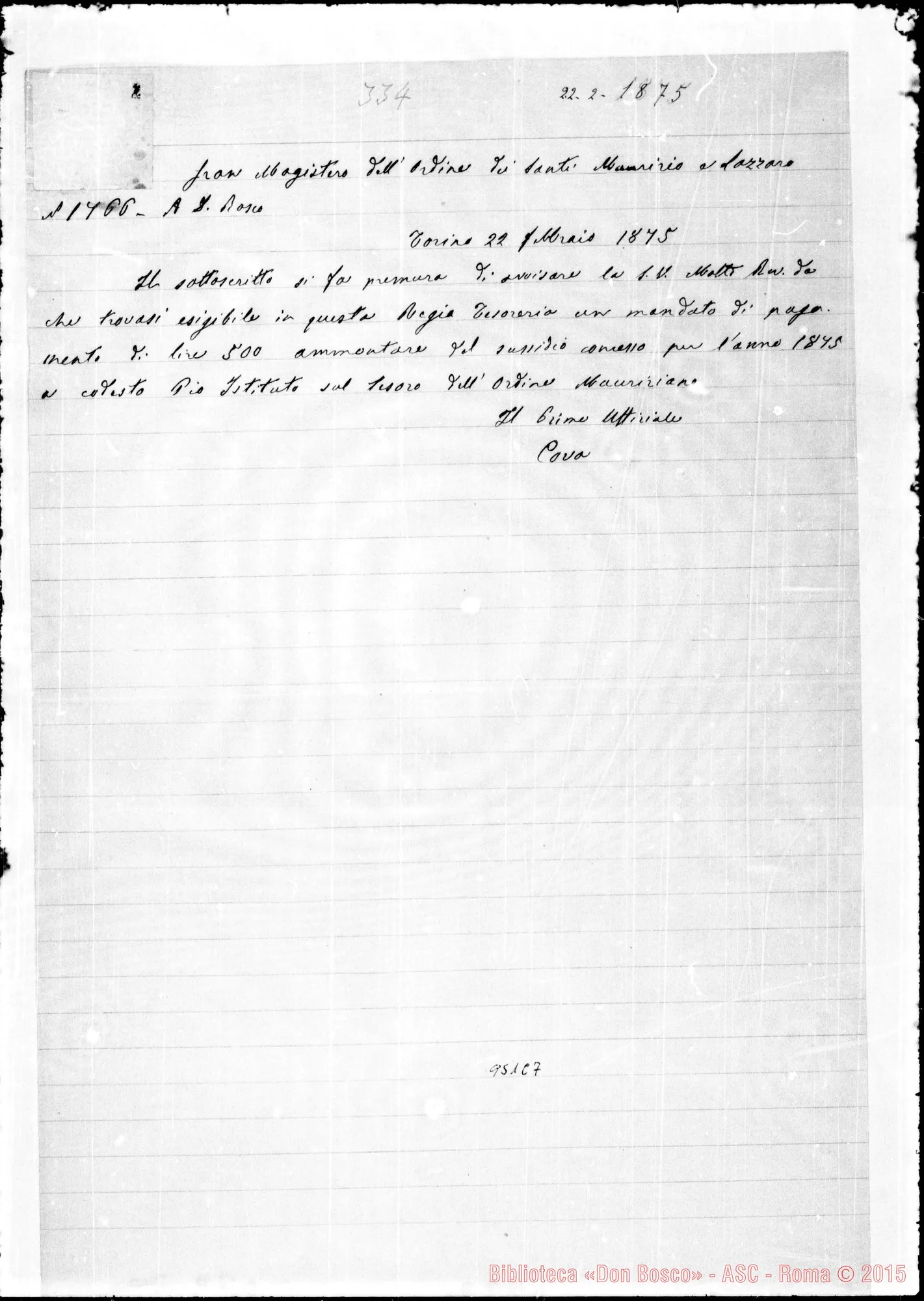 Fotogramma C 7 — Diverse lettere di D. Bosco ed altri. Copie