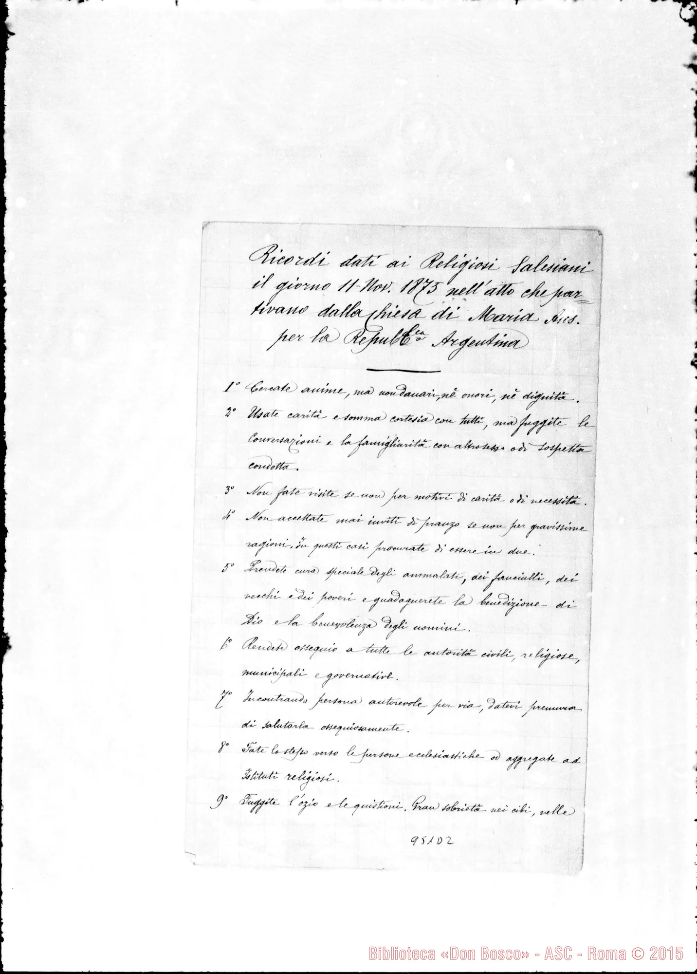 Fotogramma D 2 — Ricordi dati ai religiosi salesiani… (1875)