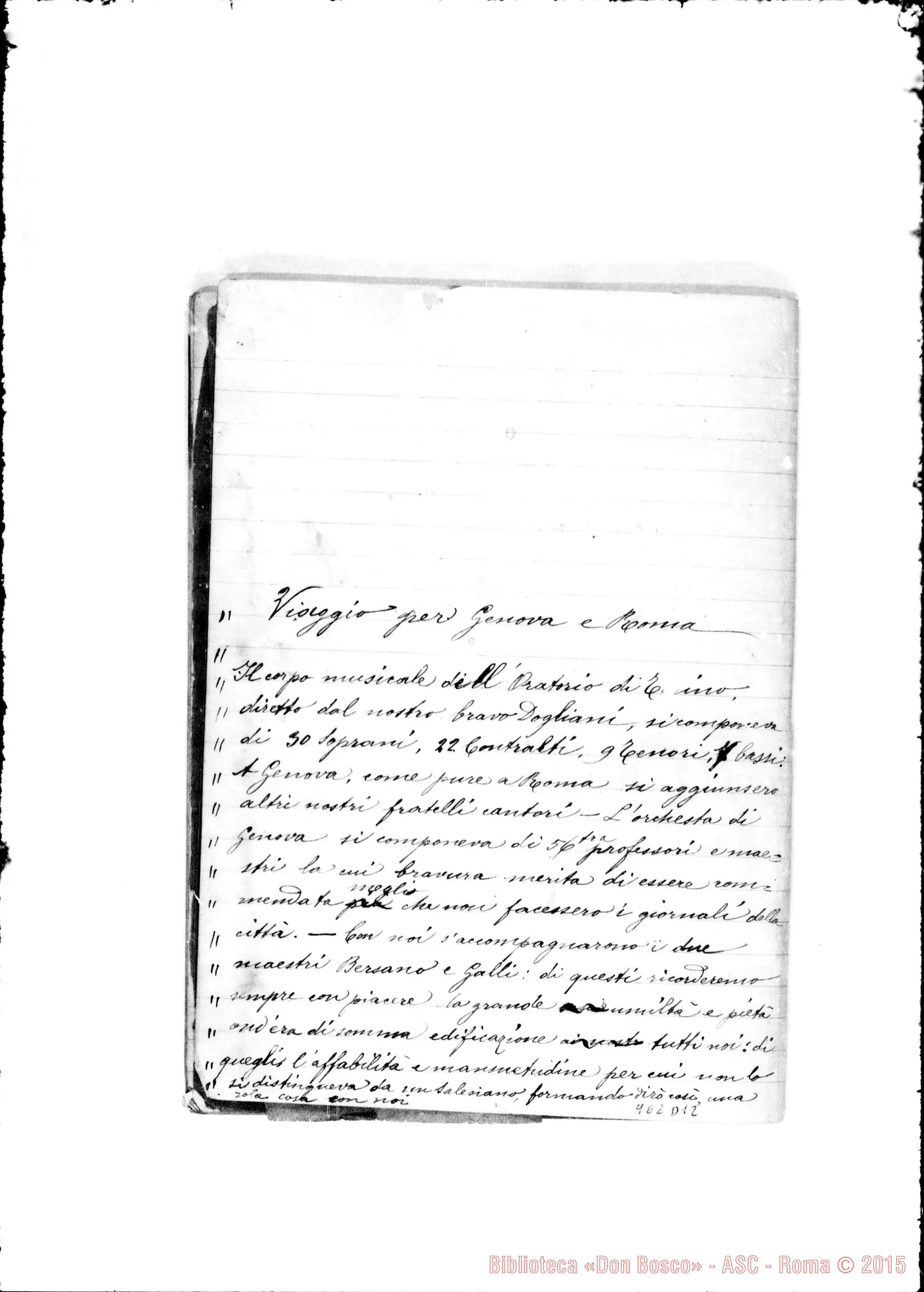 Fotogramma D 12 — Diario del Corpo Musicale di Valdocco A Roma-Sacro Cuore
