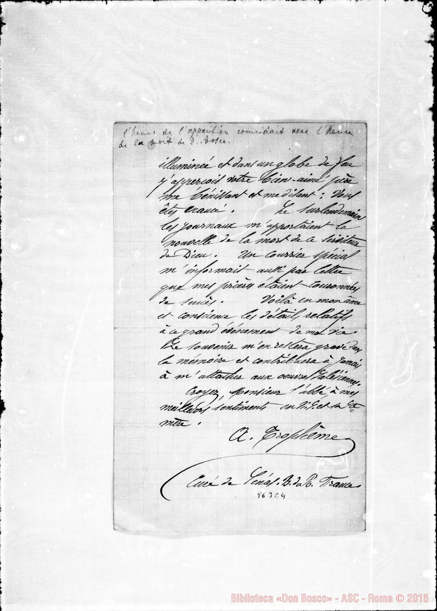 Fotogramma C 4 — Relazione del curato di Sénas, A. Tropheme. Anche lett. Orig.