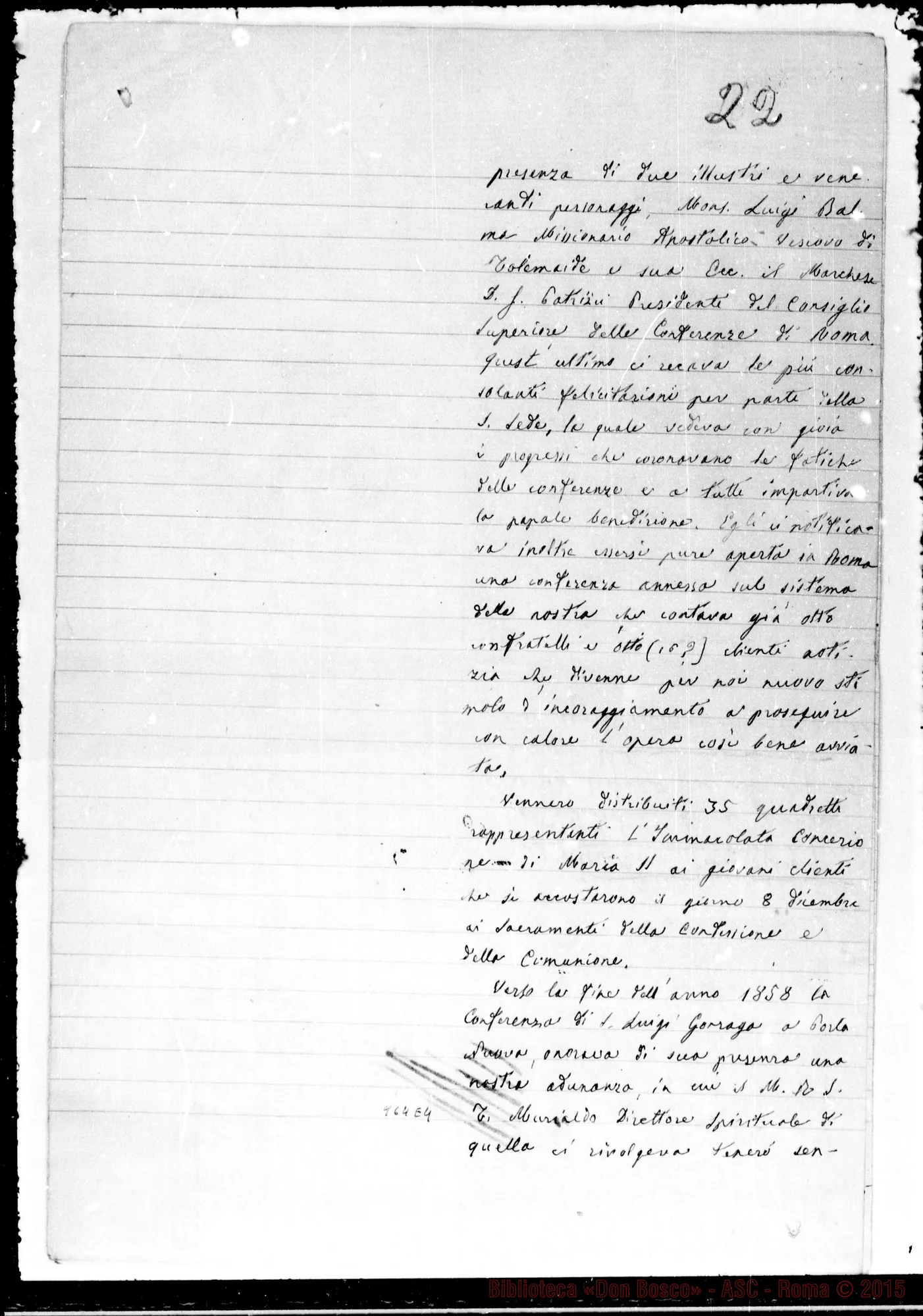 Fotogramma E 4 — Verbali delle Conferenze di S. Vincenzo di Paoli. Copia