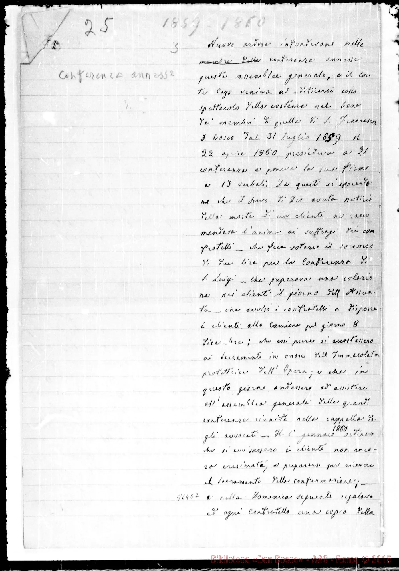 Fotogramma E 7 — Verbali delle Conferenze di S. Vincenzo di Paoli. Copia