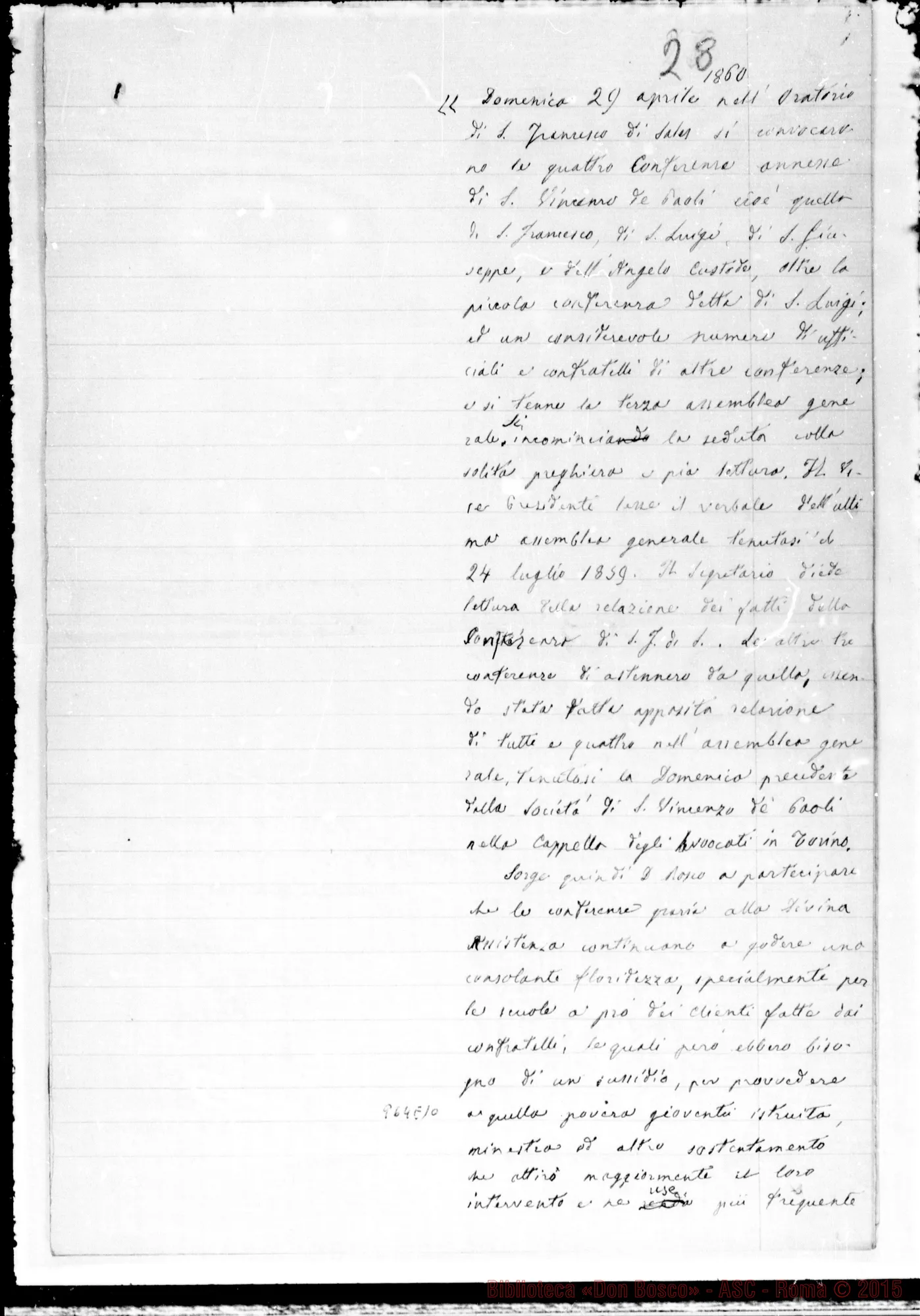 Fotogramma E 10 — Verbali delle Conferenze di S. Vincenzo di Paoli. Copia