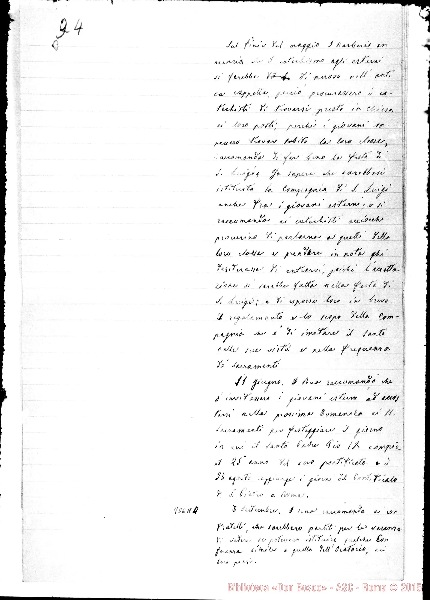 Fotogramma A 4 — Verbali delle Conferenze di S. Vincenzo di Paoli. Copia