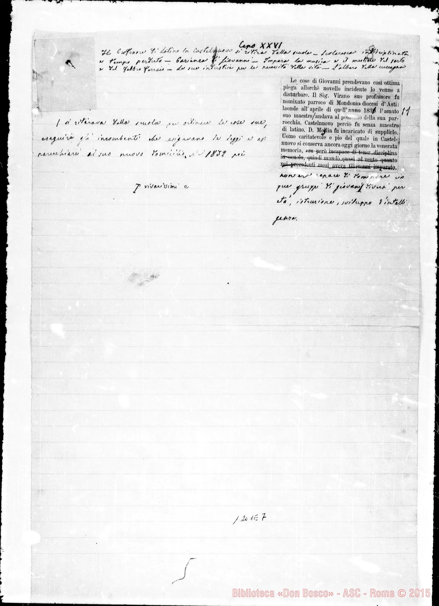 Fotogramma E 7 — Fogli staccati inseriti nei volumi precedenti