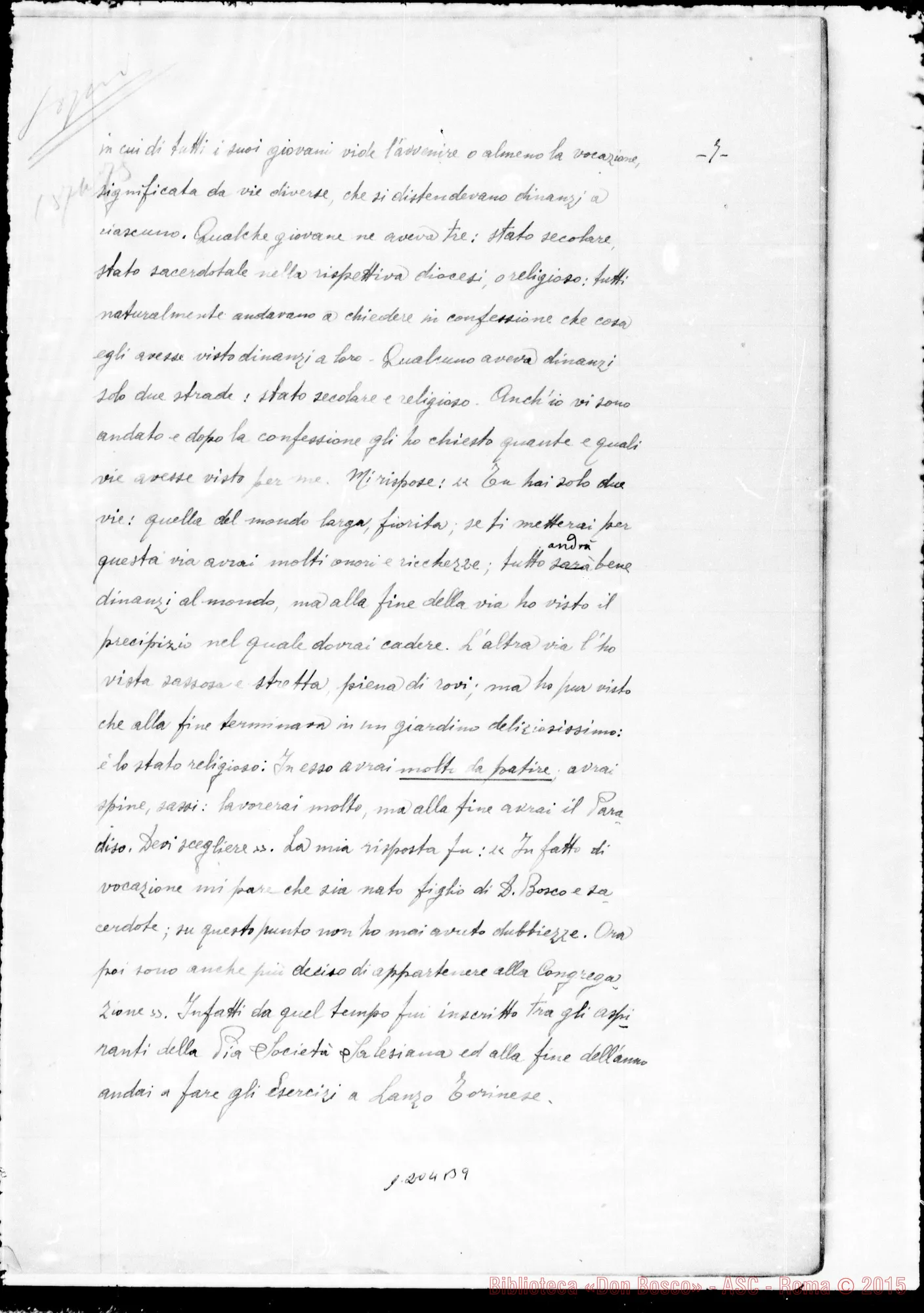 Fotogramma B 9 — Piccolo Francesco, sac. SDB: Ricordi riguardanti il Ven. Don Bosco