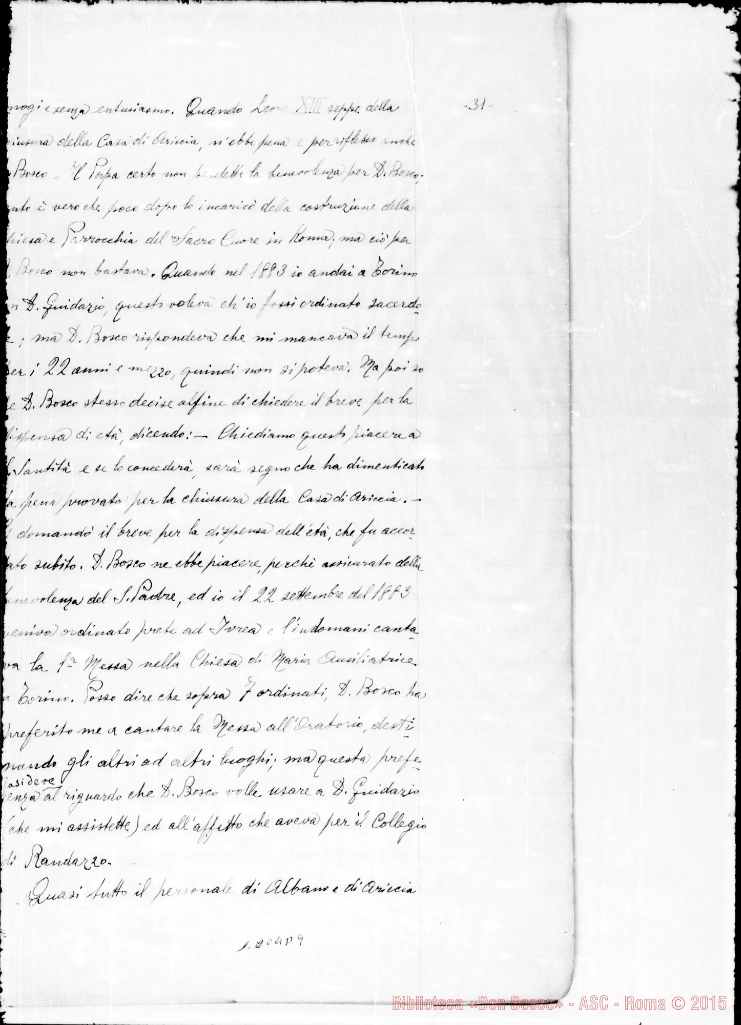 Fotogramma D 9 — Piccolo Francesco, sac. SDB: Ricordi riguardanti il Ven. Don Bosco