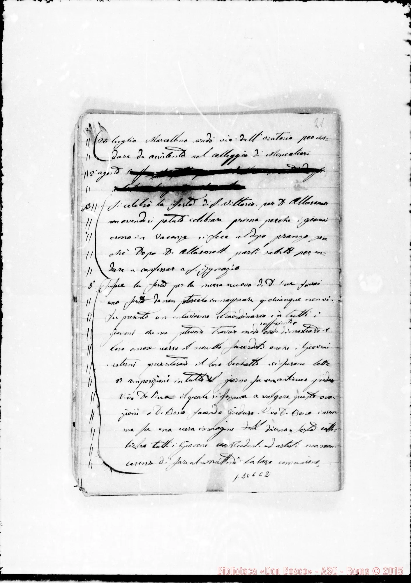 Fotogramma C 2 — Ruffino Domenico, sac. SDB: «Cronaca dell’Oratorio… num. 1 1860…»
