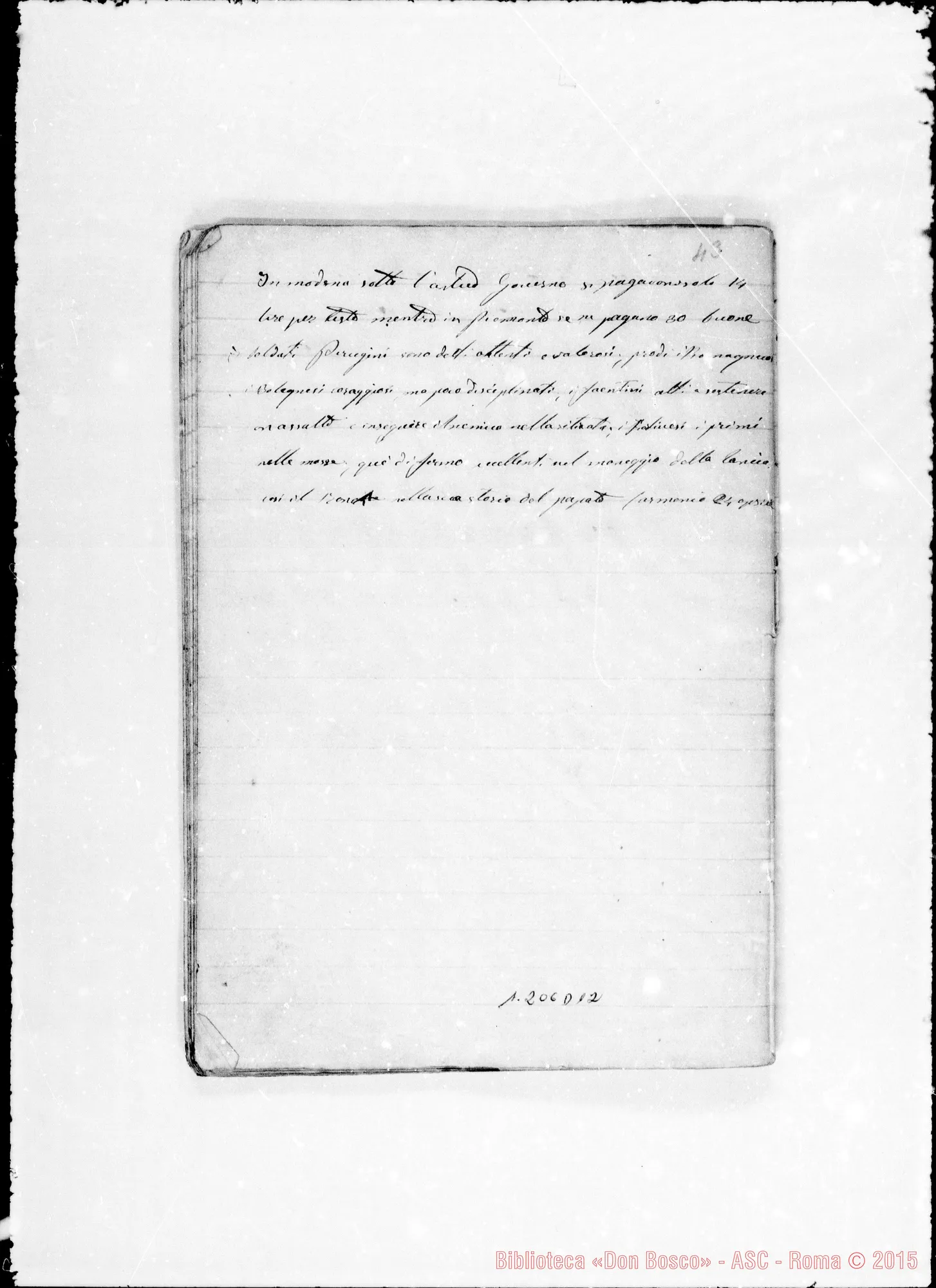 Fotogramma D 12 — Ruffino Domenico, sac. SDB: «Cronaca dell’Oratorio… num. 1 1860…»