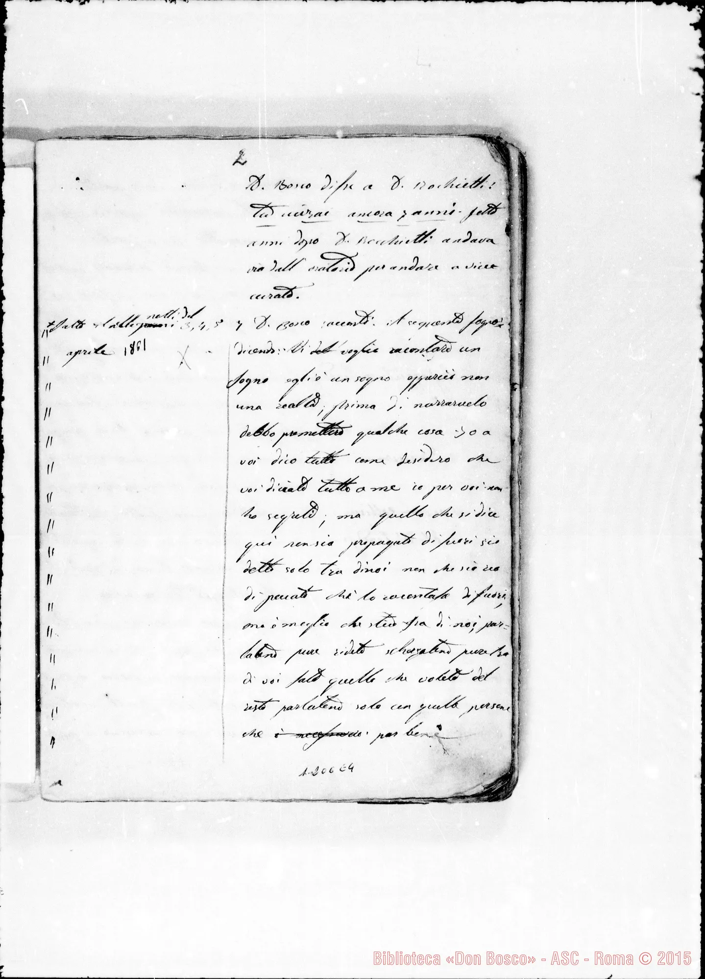 Fotogramma E 4 — «Cronaca 1861-62-63» «D. Bosco venuto A Bergamo…»