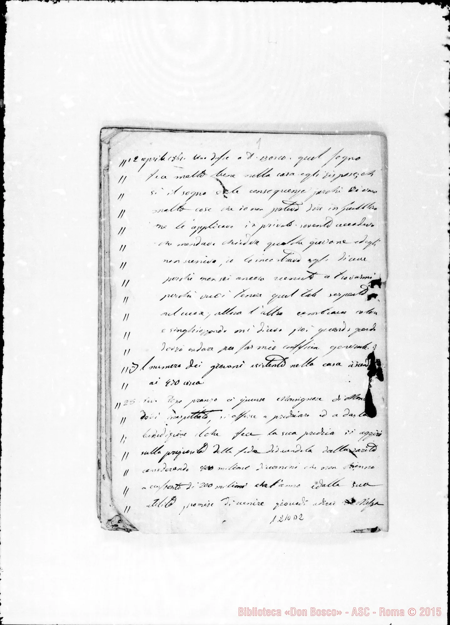 Fotogramma D 2 — «Cronaca deH’Oratorio… num. 2 1861»
