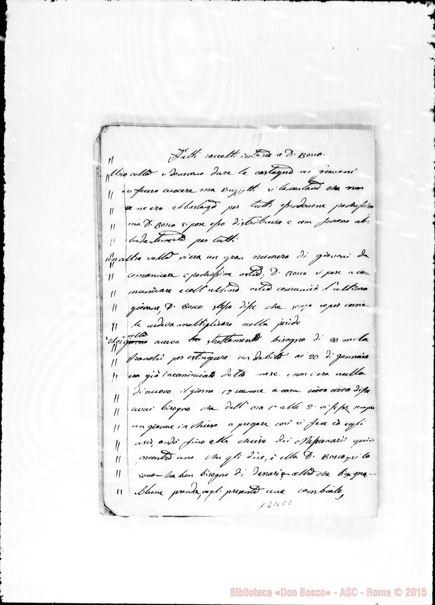 Fotogramma E 8 — «Cronaca deH’Oratorio… num. 2 1861»