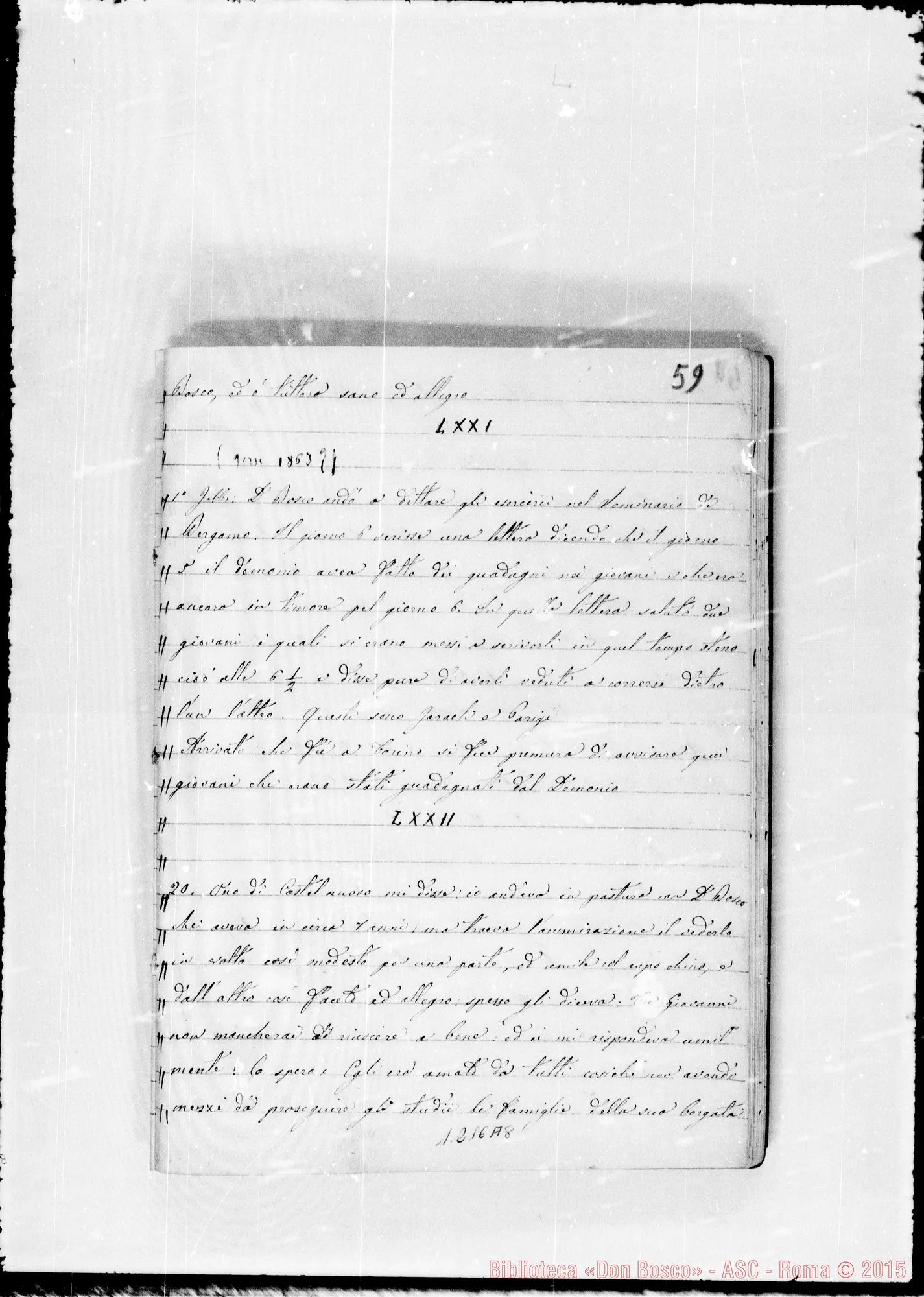 Fotogramma A 8 — «1862-1863». «1 marzo 1863…»