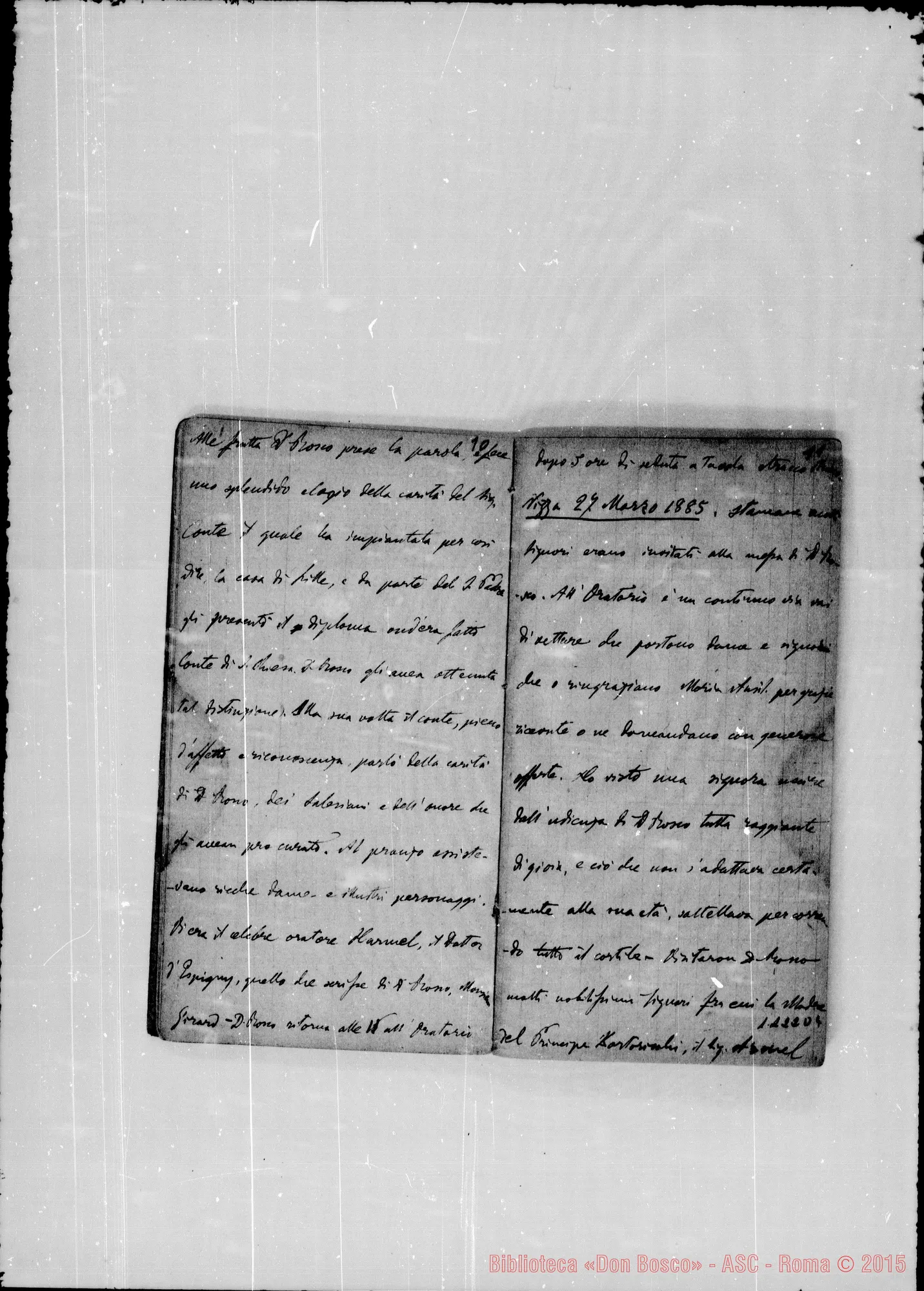 Fotogramma D 9 — Viglietti Carlo M., sac. SDB: «Cronaca di D. Bosco dal 20-5-1884 al 0006-5-1885»