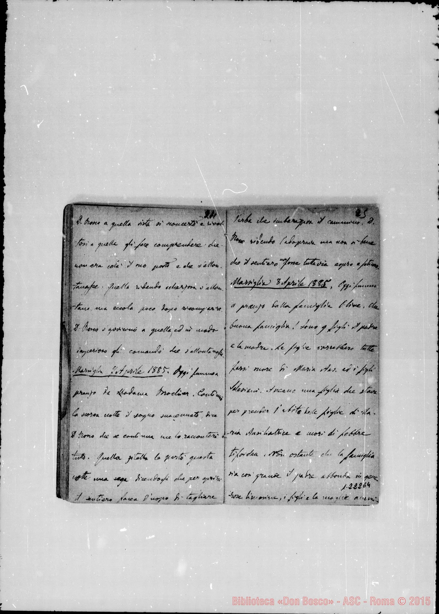 Fotogramma E 4 — Viglietti Carlo M., sac. SDB: «Cronaca di D. Bosco dal 20-5-1884 al 0006-5-1885»