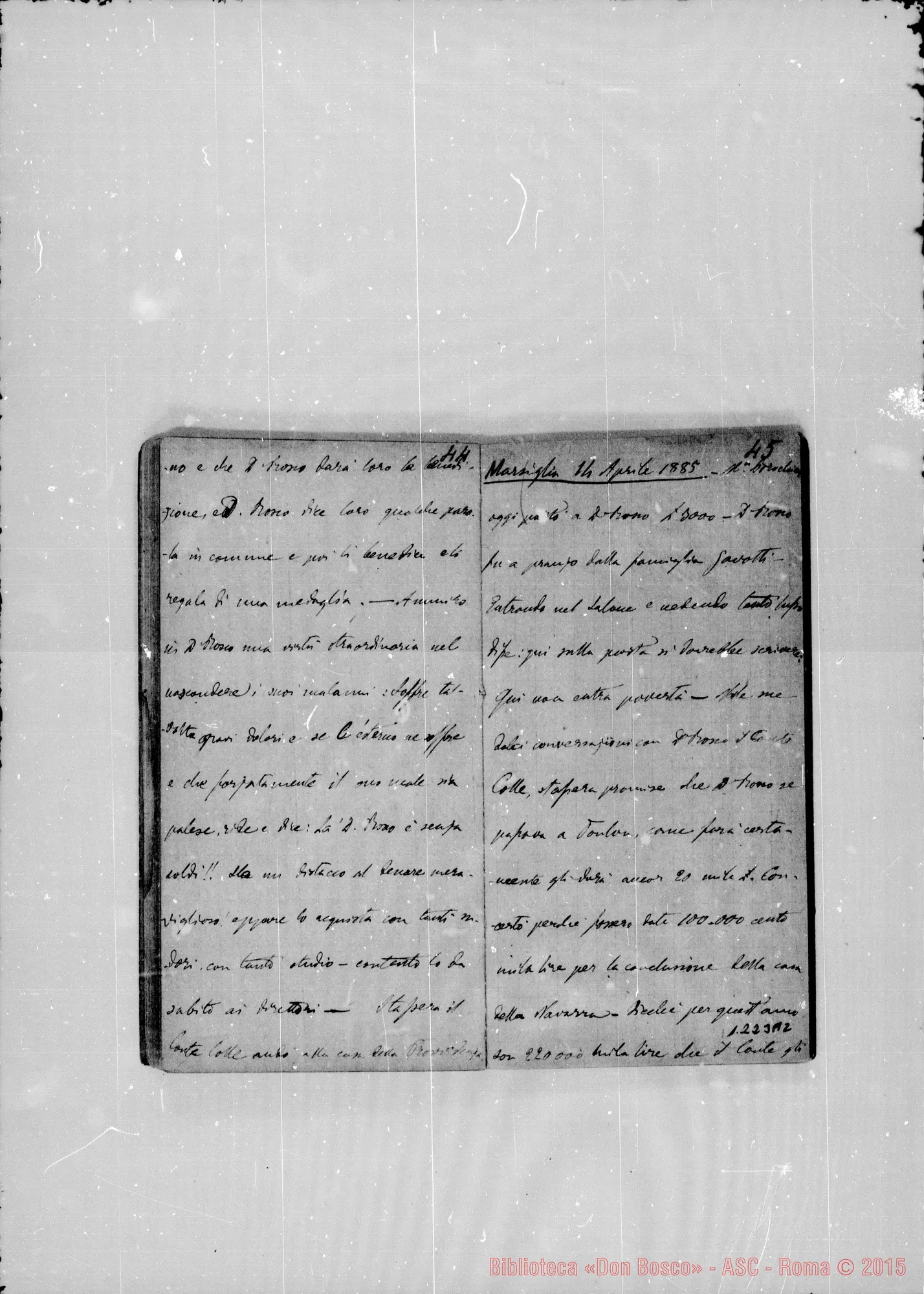 Fotogramma A 2 — Viglietti Carlo M., sac. SDB: «Cronaca di D. Bosco dal 20-5-1884 al 0006-5-1885»