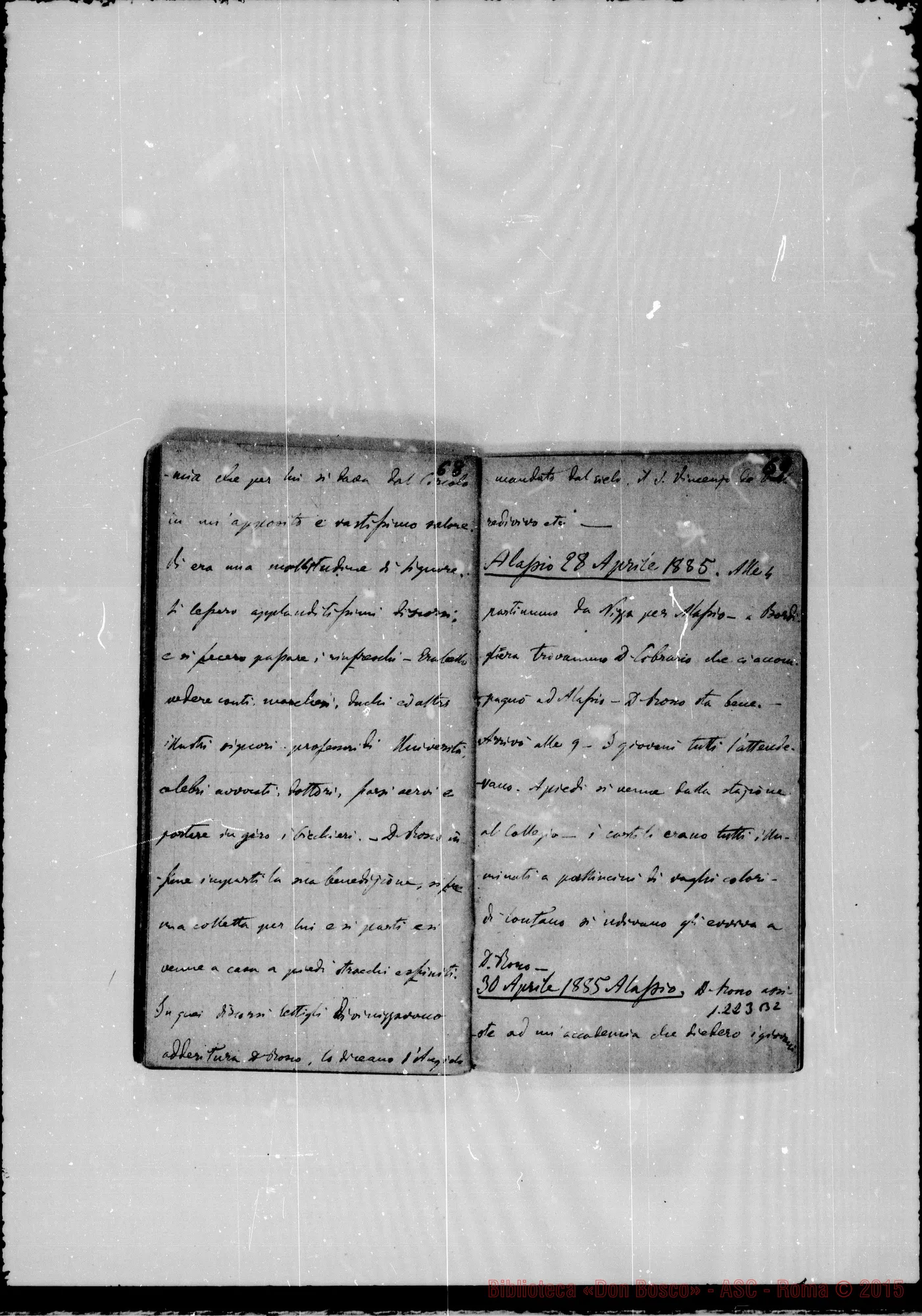 Fotogramma B 2 — Viglietti Carlo M., sac. SDB: «Cronaca di D. Bosco dal 20-5-1884 al 0006-5-1885»