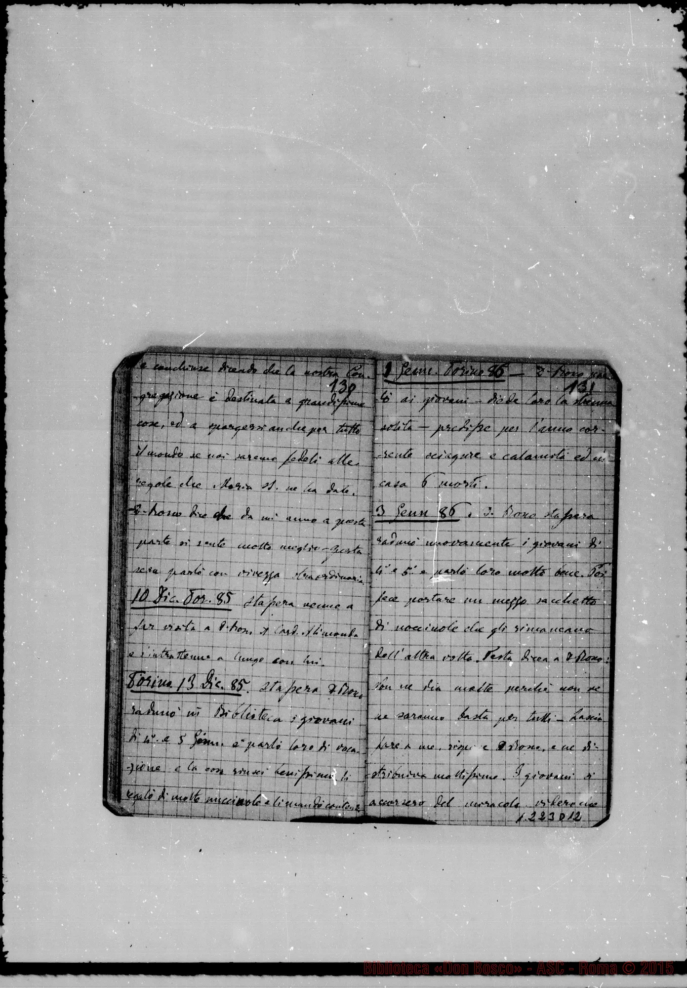 Fotogramma D 12 — «Cronaca di D. Bosco dal 6- 5-1885 al 1- 3-1886»