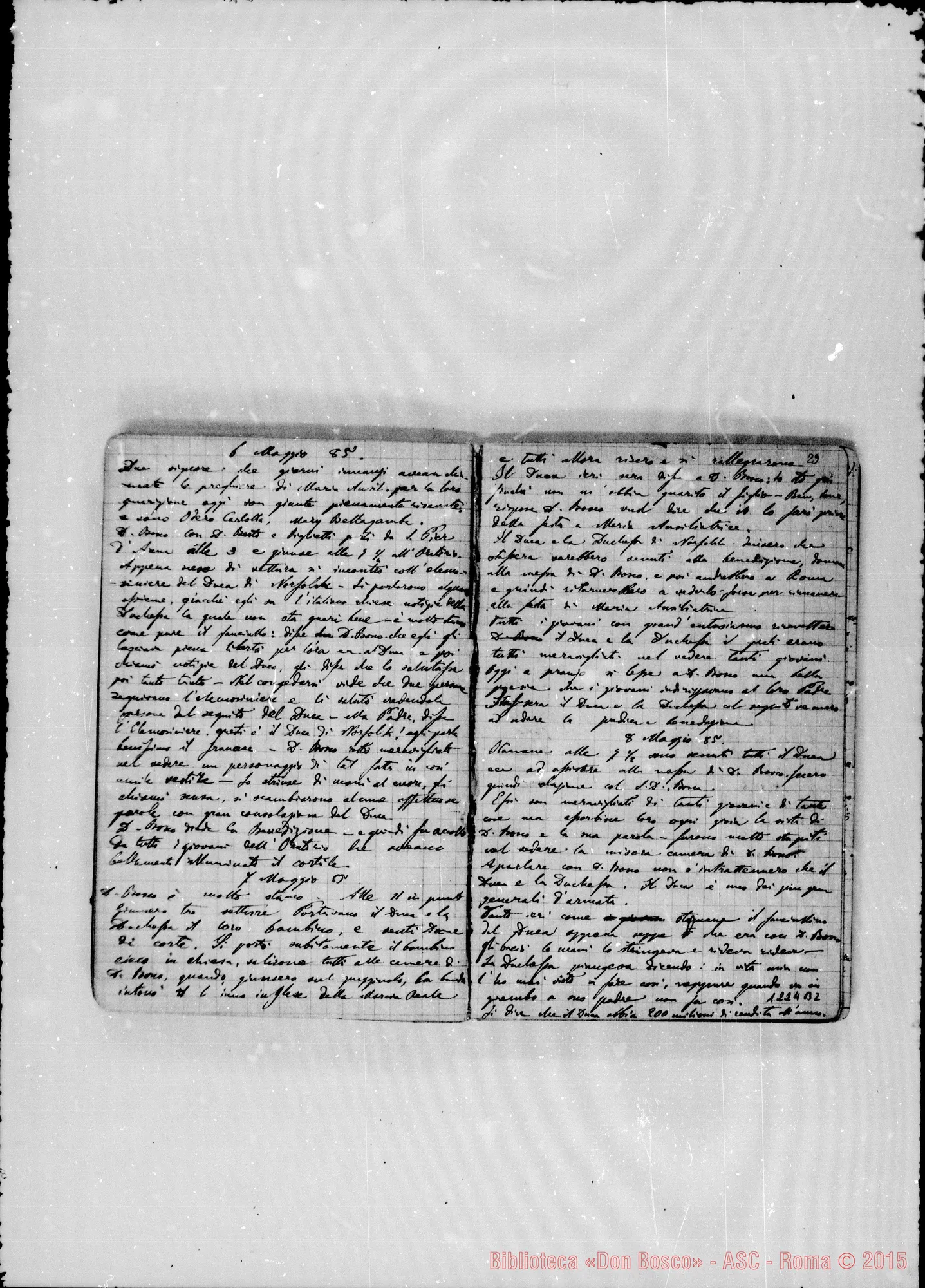 Fotogramma B 2 — «Cronaca di D. Bosco dal 24- 3-1885 al 14- 4-1886»