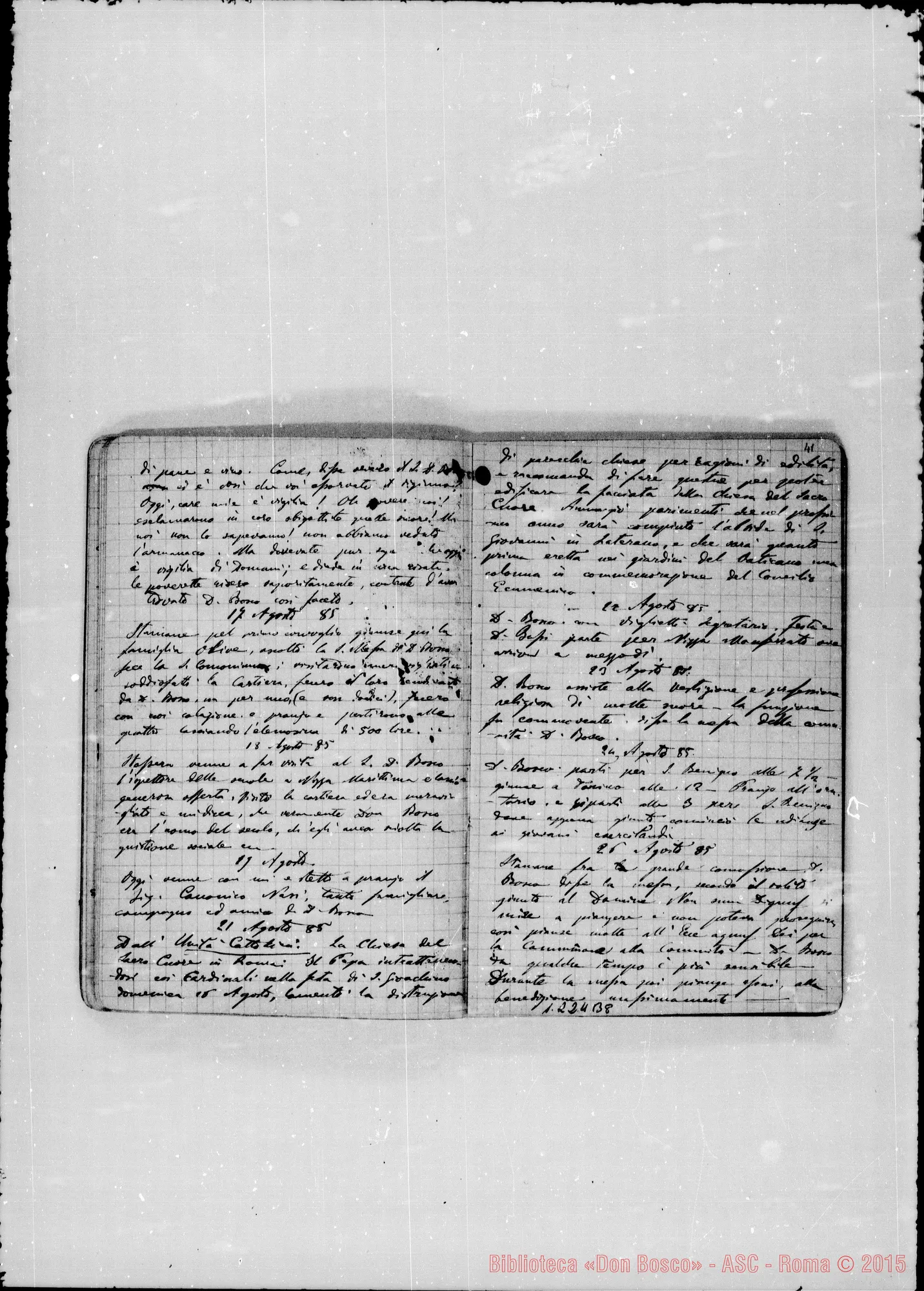 Fotogramma B 8 — «Cronaca di D. Bosco dal 24- 3-1885 al 14- 4-1886»