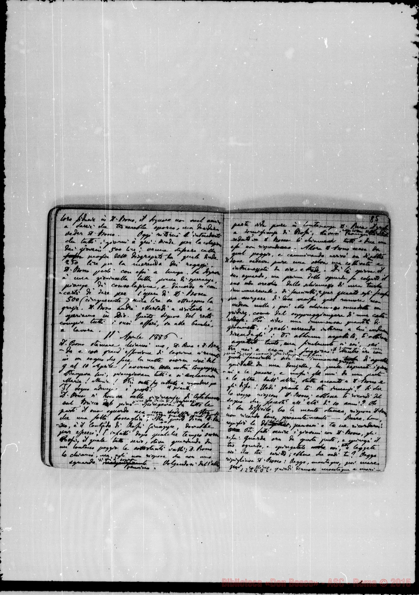 Fotogramma D 6 — «Cronaca di D. Bosco dal 24- 3-1885 al 14- 4-1886»
