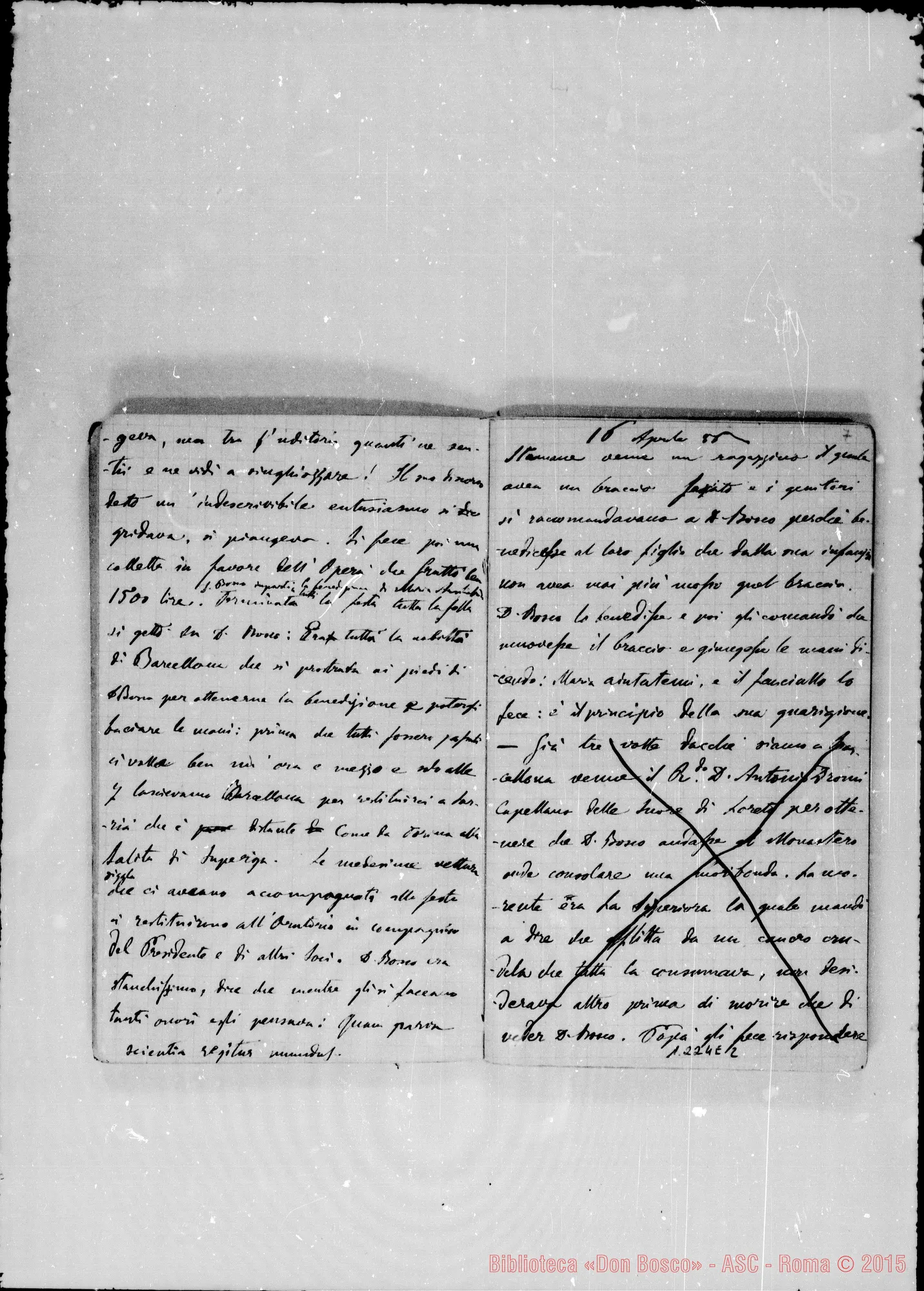 Fotogramma E 2 — «Cronaca di D. Bosco dal 15- 4-1886 al 16- 5-1886»