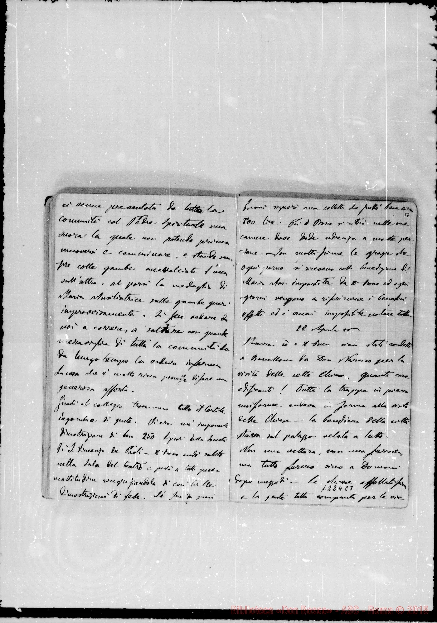 Fotogramma E 7 — «Cronaca di D. Bosco dal 15- 4-1886 al 16- 5-1886»