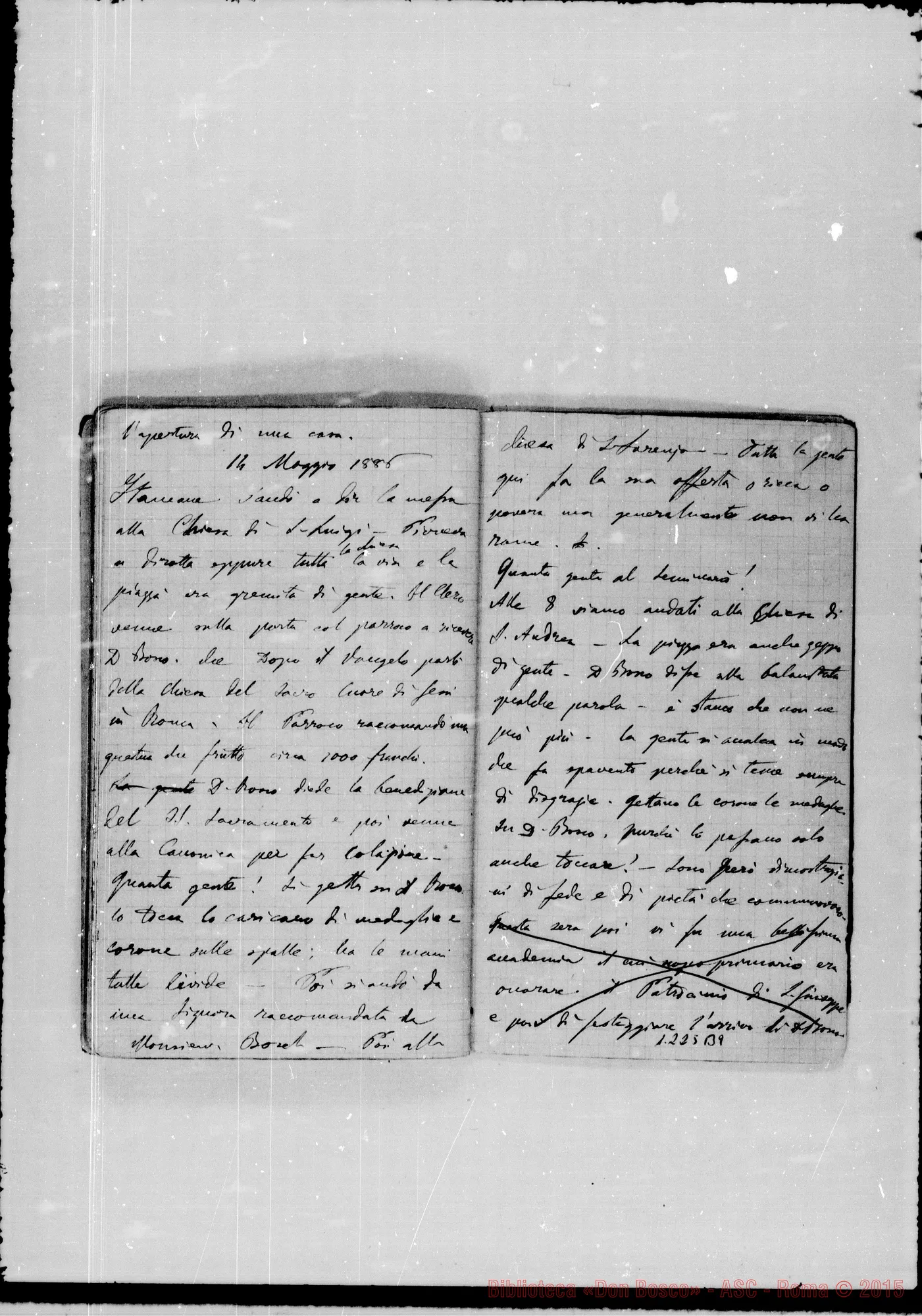 Fotogramma B 9 — «Cronaca di D. Bosco dal 15- 4-1886 al 16- 5-1886»