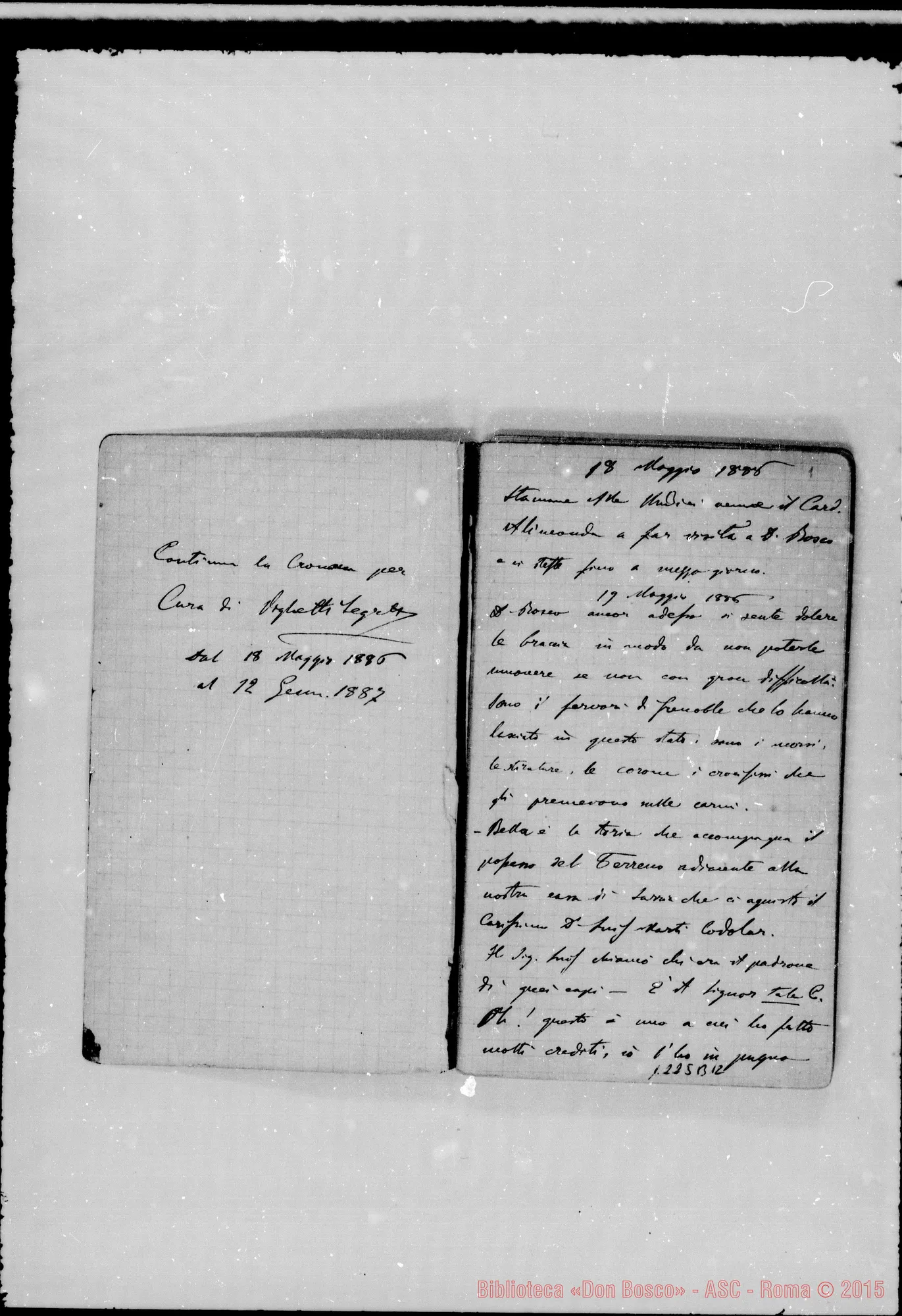 Fotogramma B 12 — «Cronaca di D. Bosco dal 18- 5-1886 al 12- 1-1887»