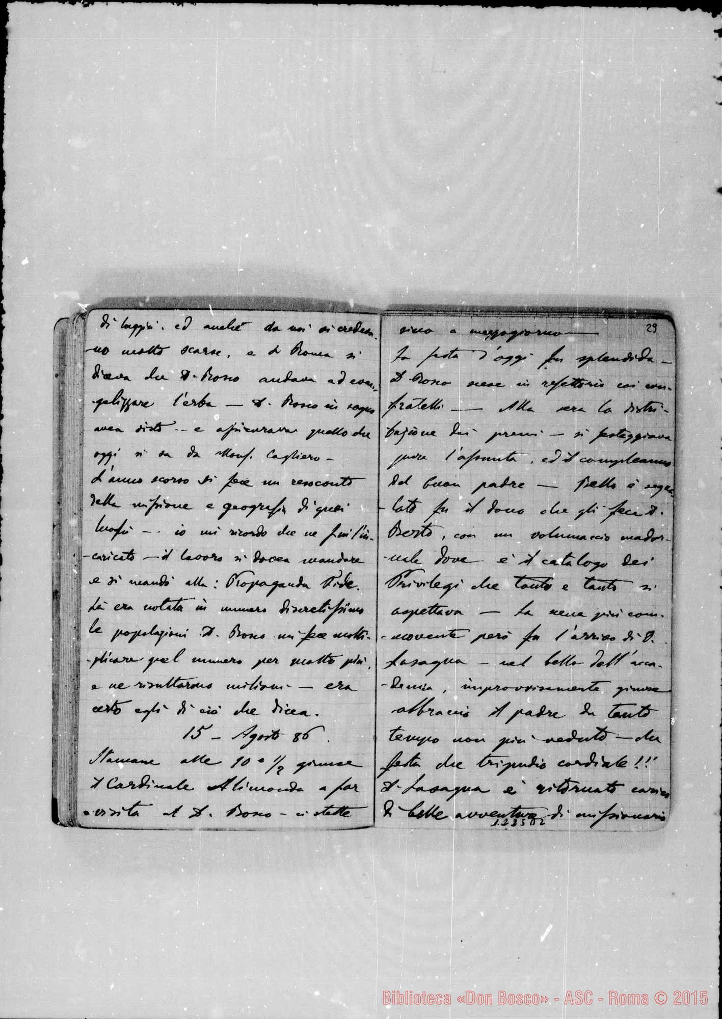 Fotogramma D 2 — «Cronaca di D. Bosco dal 18- 5-1886 al 12- 1-1887»