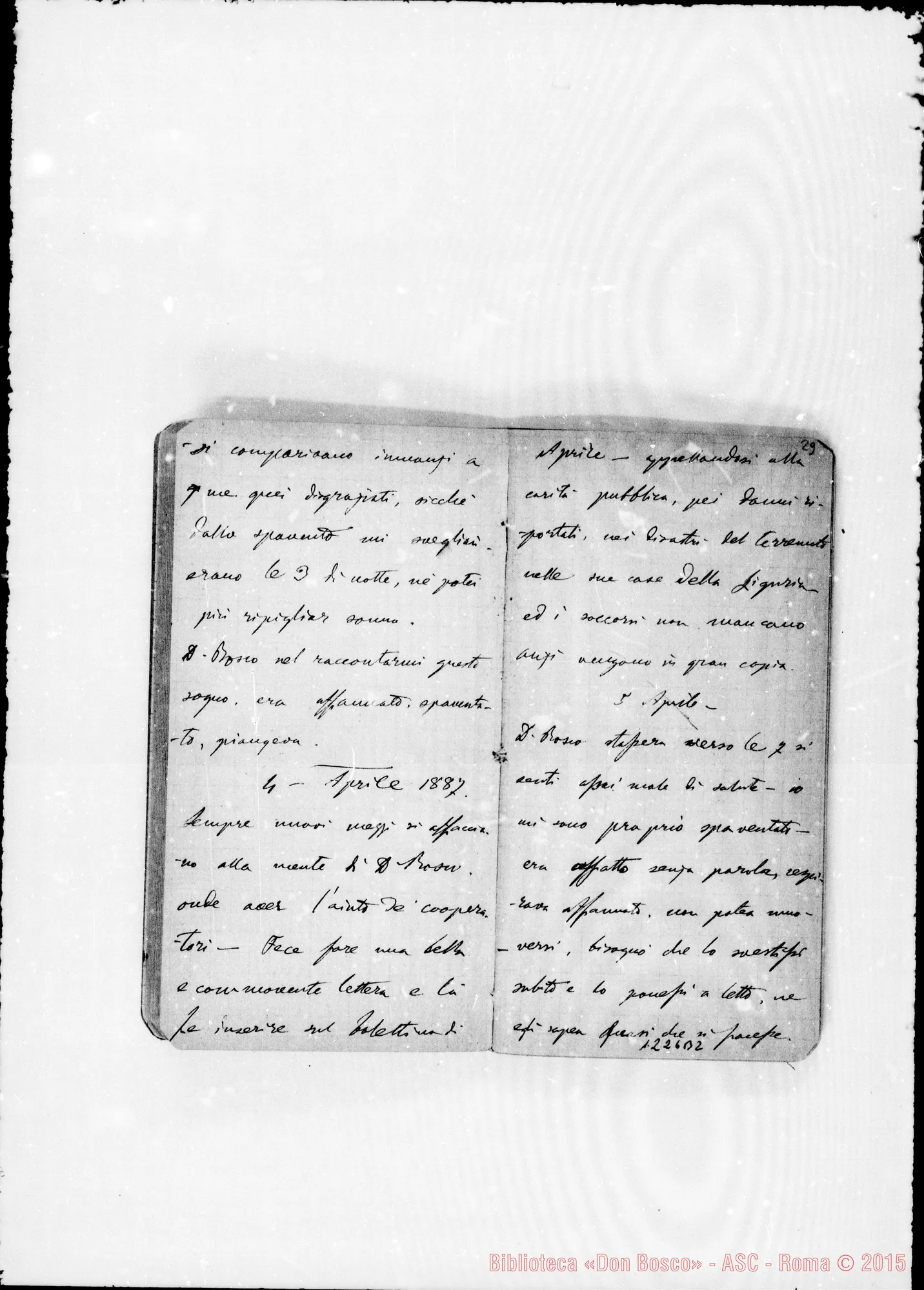 Fotogramma B 2 — «Cronaca di D. Bosco dal 23- 1-1887 al 15- 5-1887»