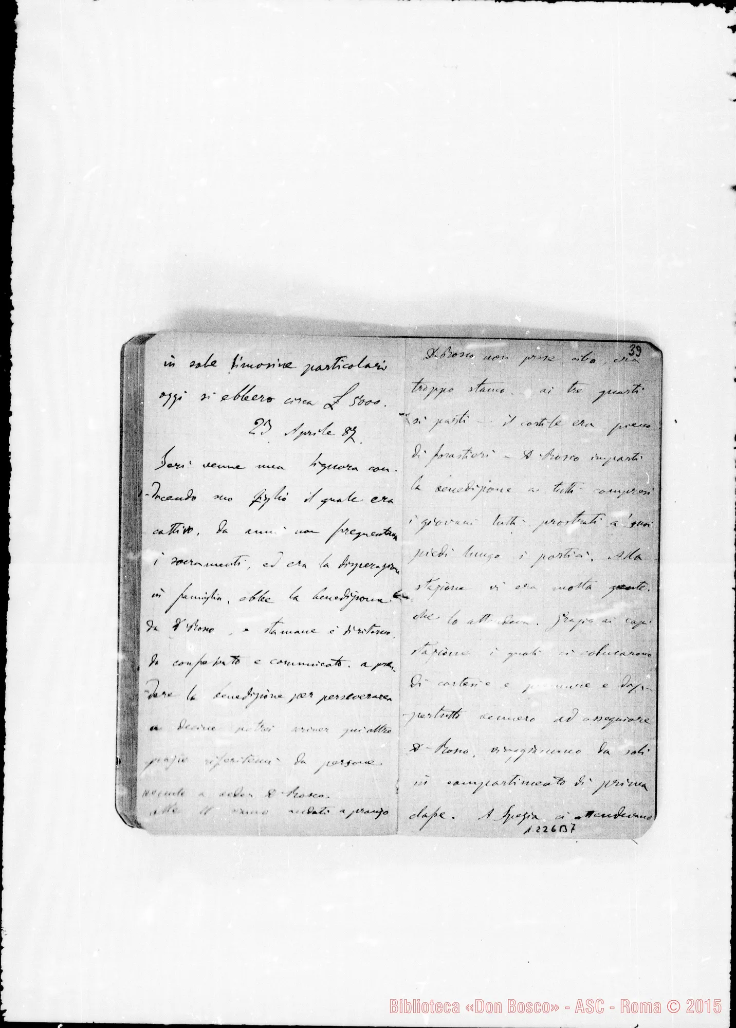 Fotogramma B 7 — «Cronaca di D. Bosco dal 23- 1-1887 al 15- 5-1887»