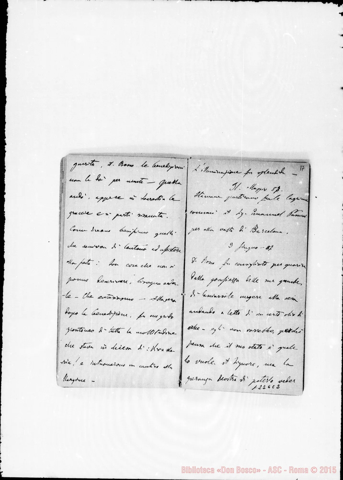 Fotogramma E 2 — «Cronaca di D. Bosco dal 16- 5-1887 a! 23-12-1887»