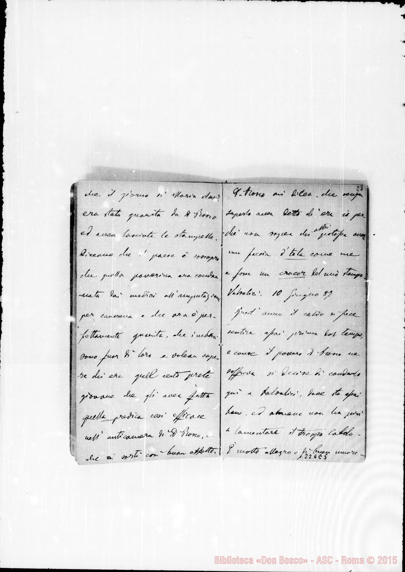 Fotogramma E 5 — «Cronaca di D. Bosco dal 16- 5-1887 a! 23-12-1887»