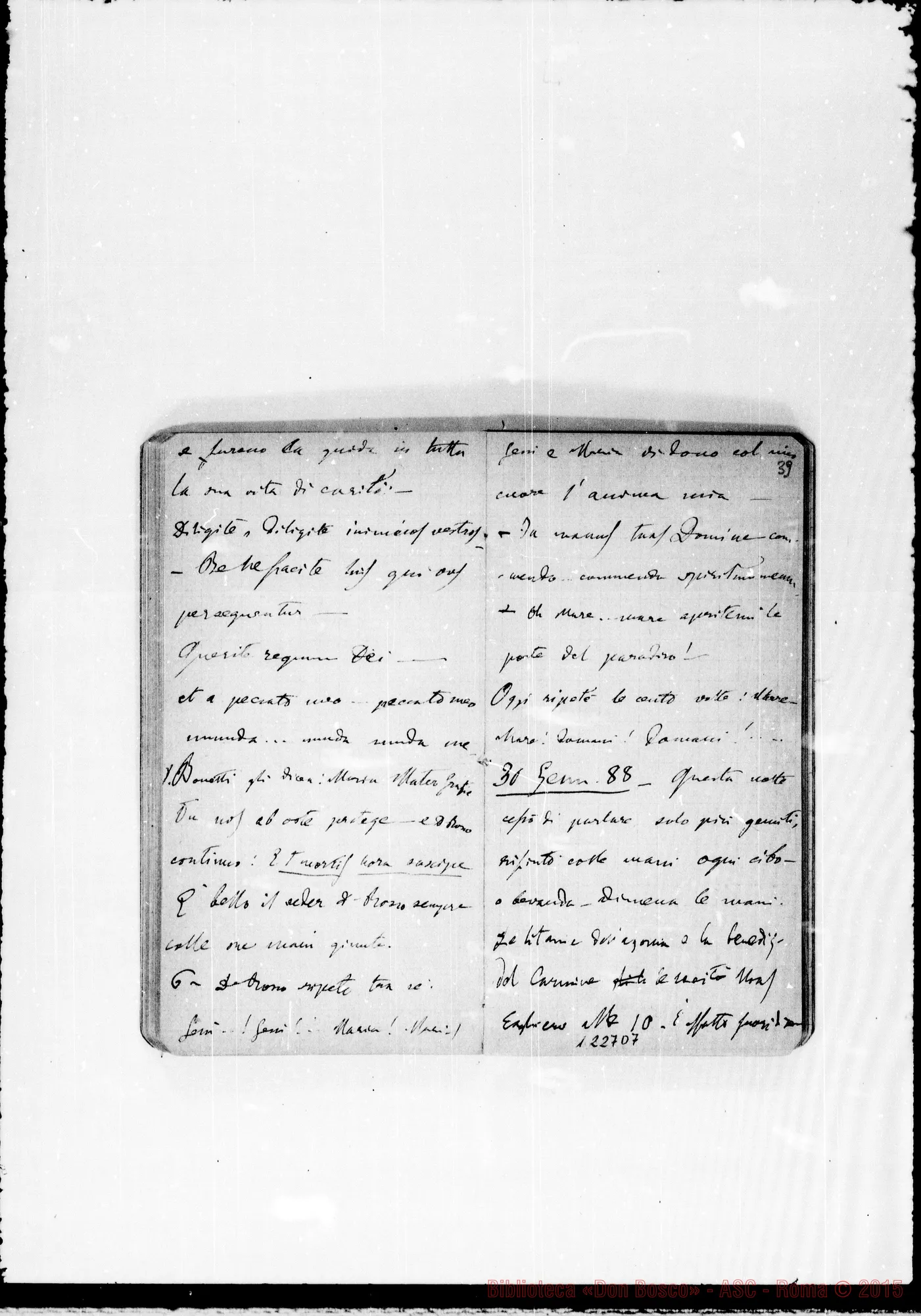 Fotogramma D 7 — «Cronaca di D. Bosco dal 23-12-1887 al 31- 1-1887»