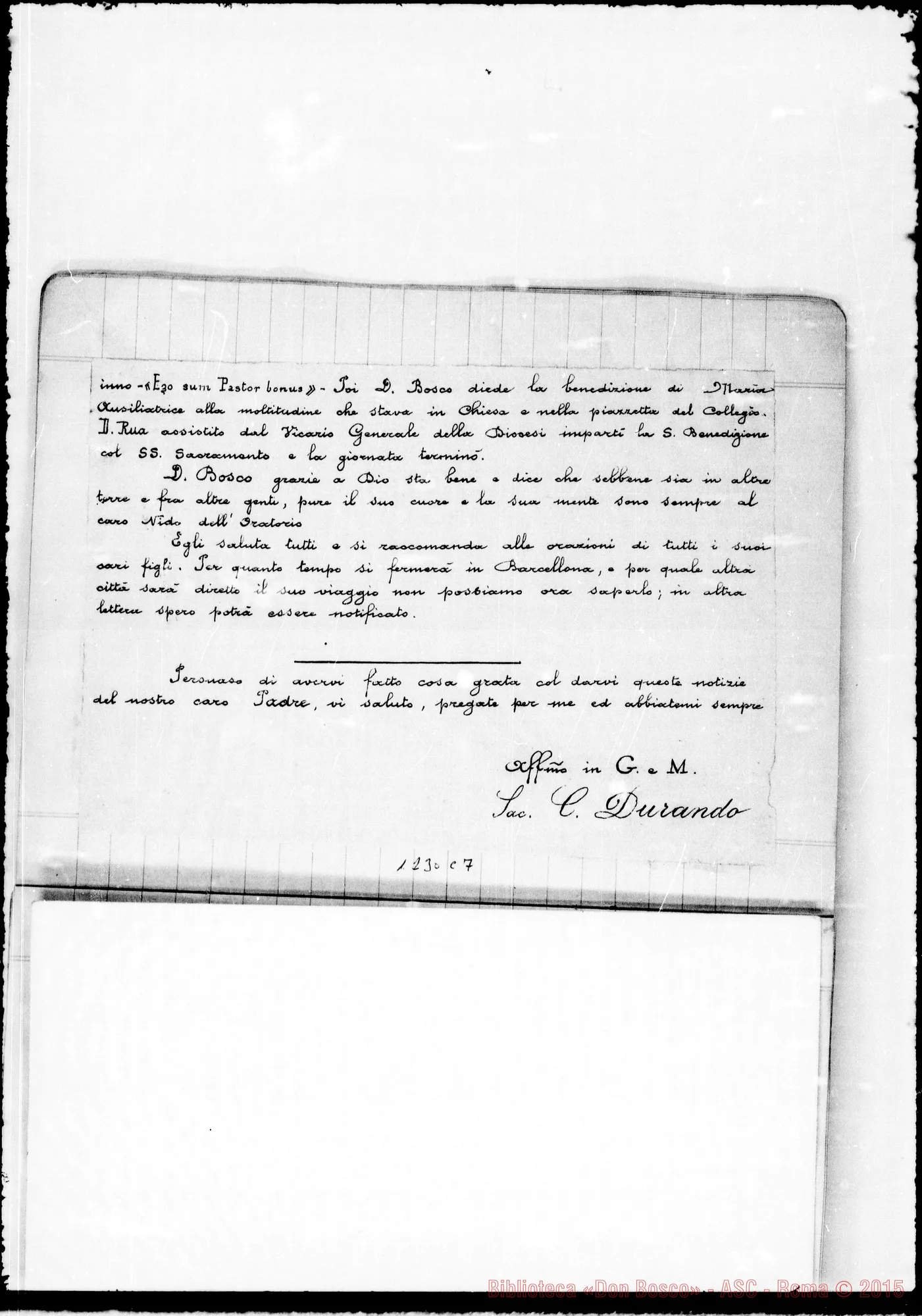 Fotogramma C 7 — «Memorie: 1886-1896». «Per il precedente…»