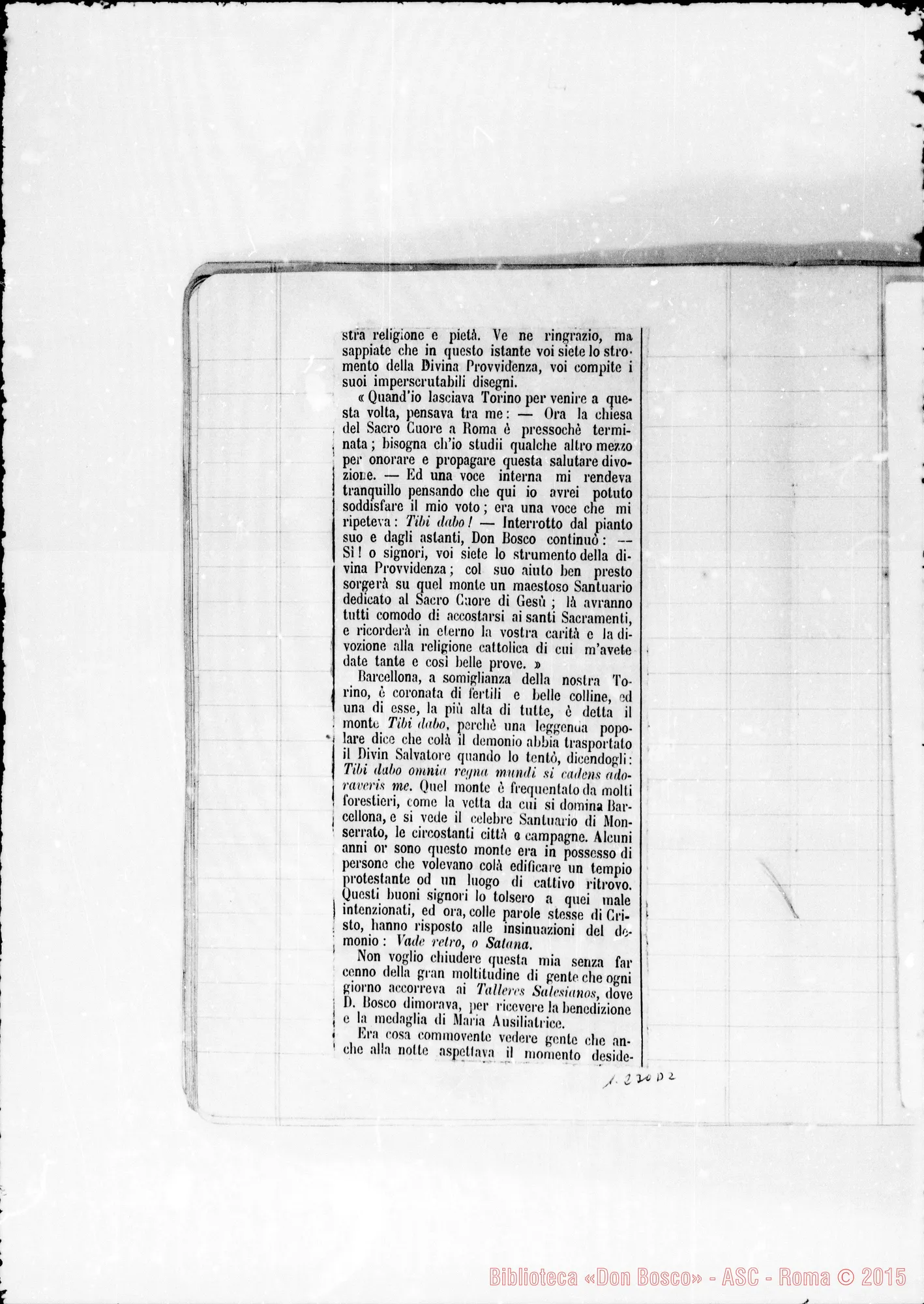Fotogramma D 2 — «Memorie: 1886-1896». «Per il precedente…»