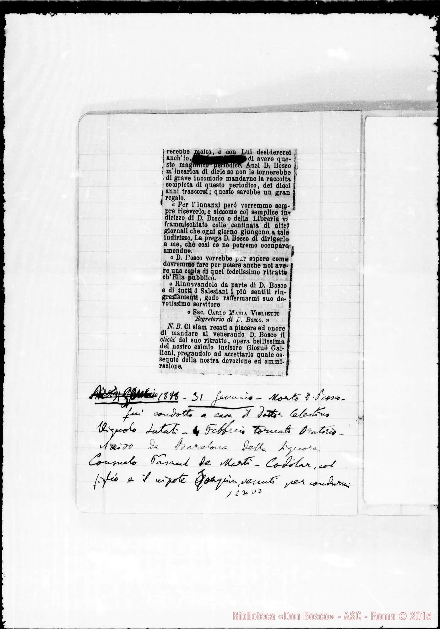 Fotogramma D 7 — «Memorie: 1886-1896». «Per il precedente…»