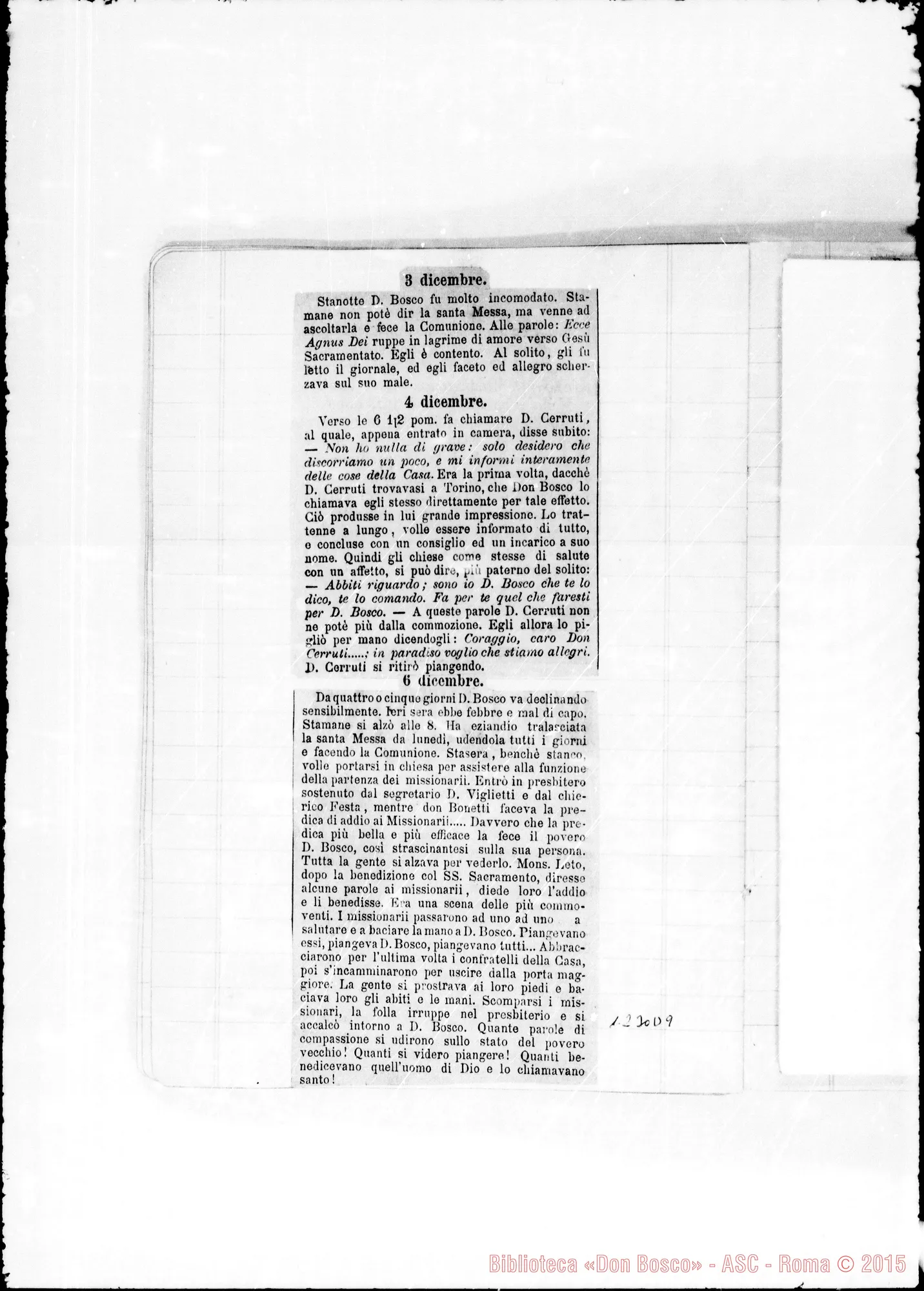 Fotogramma D 9 — «Memorie: 1886-1896». «Per il precedente…»