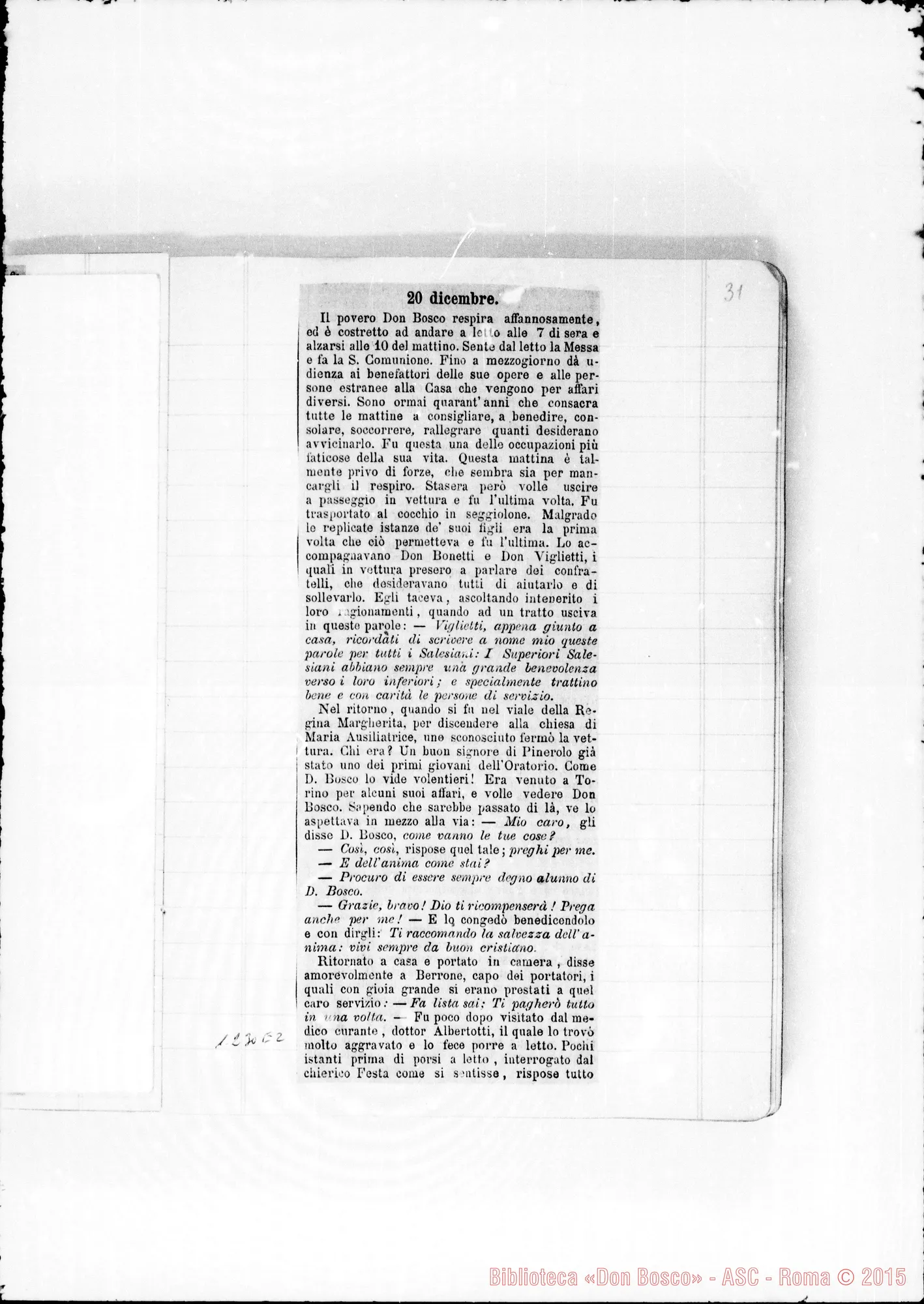 Fotogramma E 2 — «Memorie: 1886-1896». «Per il precedente…»