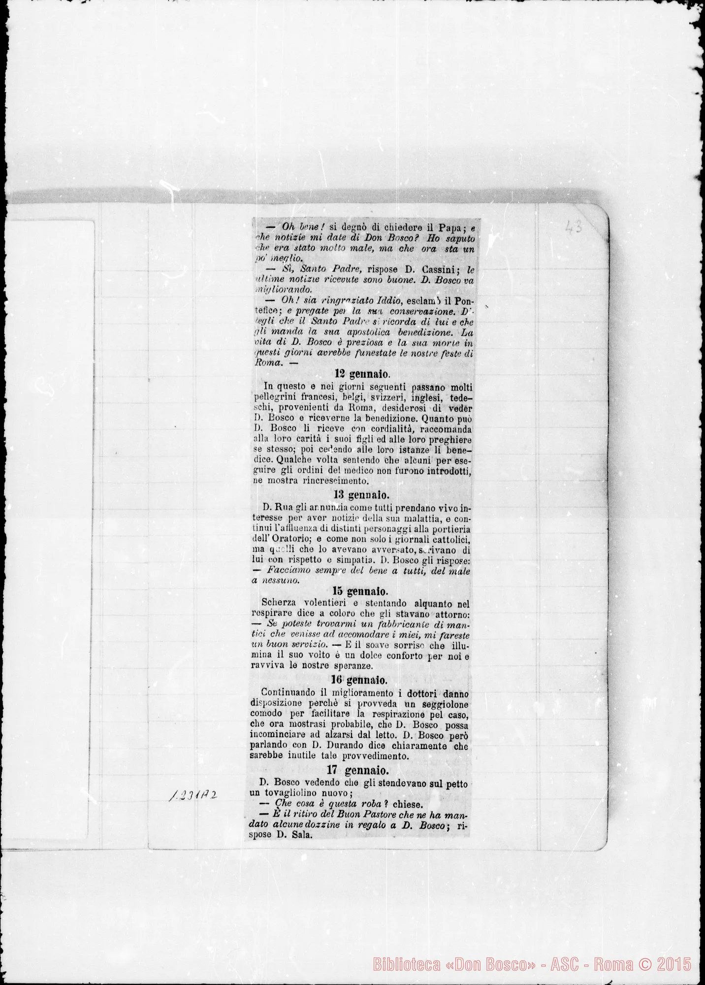 Fotogramma A 2 — «Memorie: 1886-1896». «Per il precedente…»