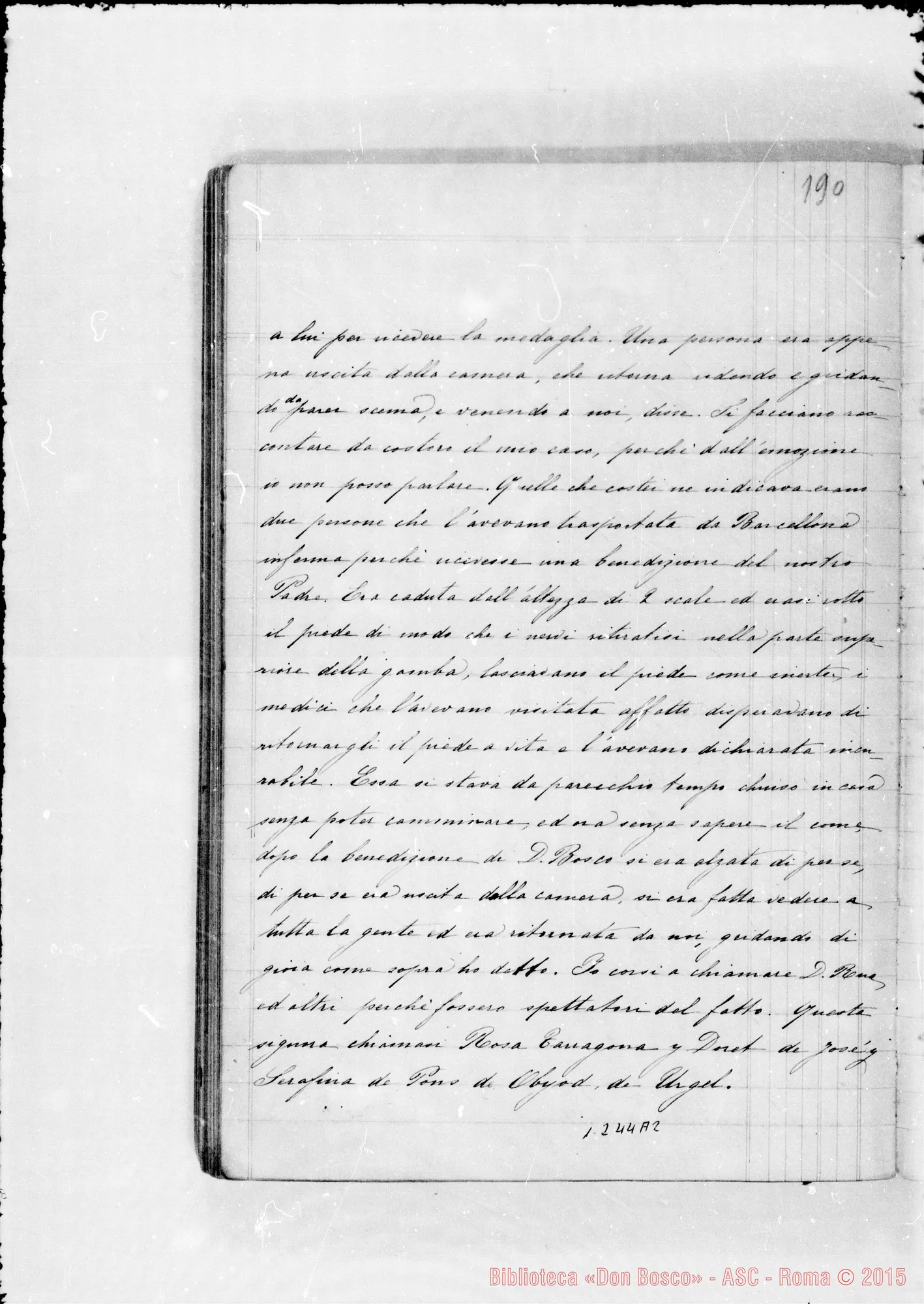 Fotogramma A 2 — Cronaca di D. Bosco (26-5-1884/30-4-1886). Vol. I Questa Cronaca segue alla posizione 1.250 D 4